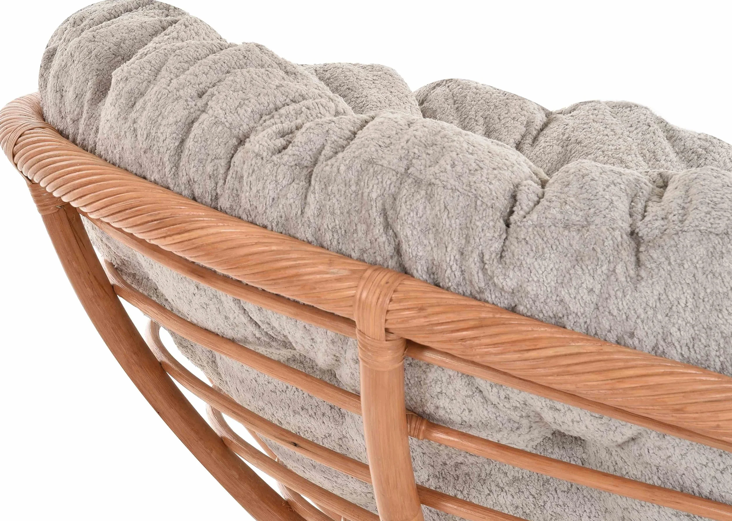Papasan fotel XXL z poduszką Relax Papasan fotel naturalny Rattan fotel leżakowy (Ø120cm, terakota)