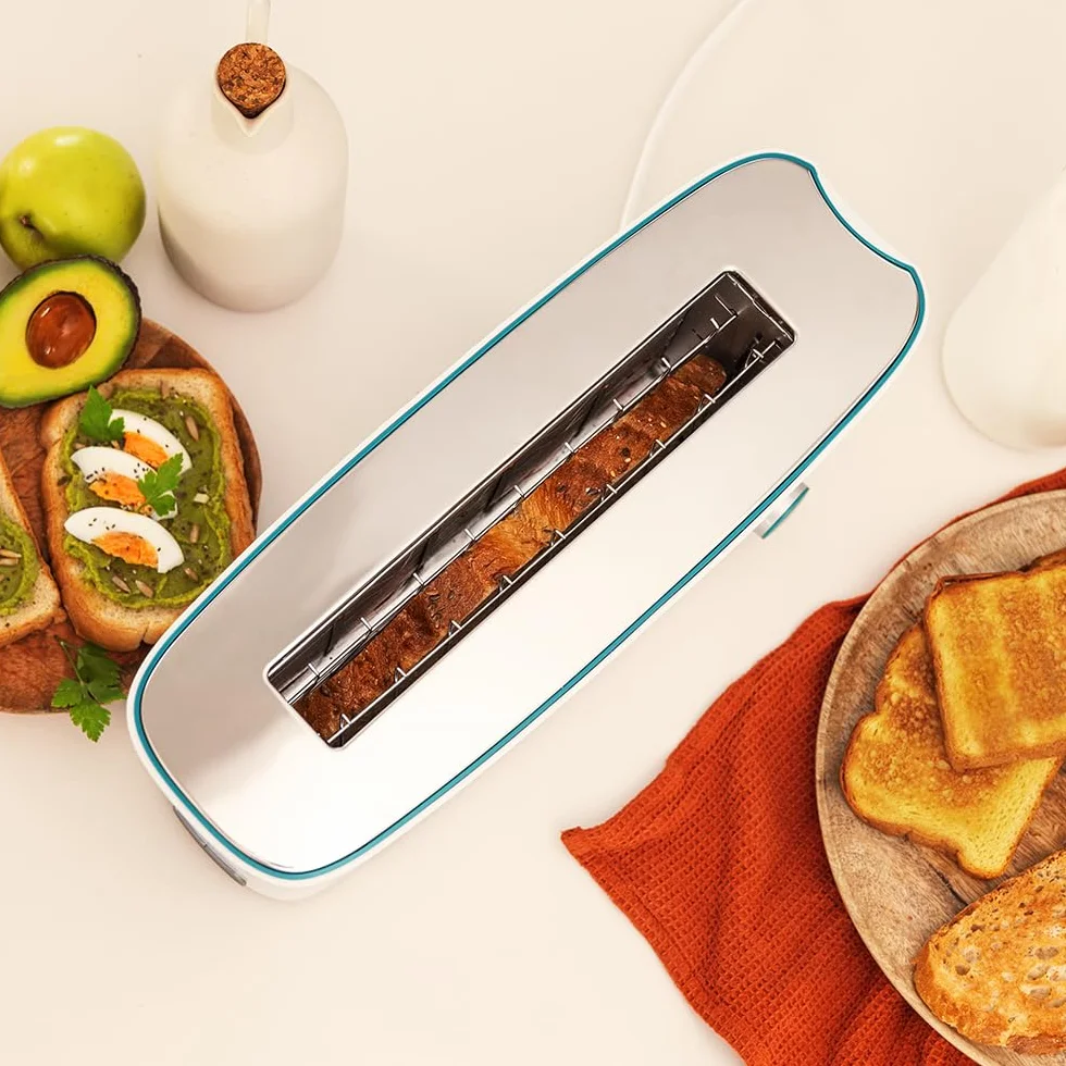 Cecotec Toster Toast&Taste Extra W,1000W mocy, Podwójne gniazdo XL dla grubych chlebów, System samocentrujący, 7 pozycji prażenia, Automatyczny wyrzut, Zbieranie okruchów