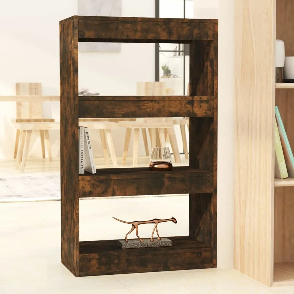 Regał na książki, ścianka działowa, dąb wędzony, uniwersalny regał na książki, regał biurowy do hotelu, 60 x 30 x 103 cm, materiał drewnopochodny