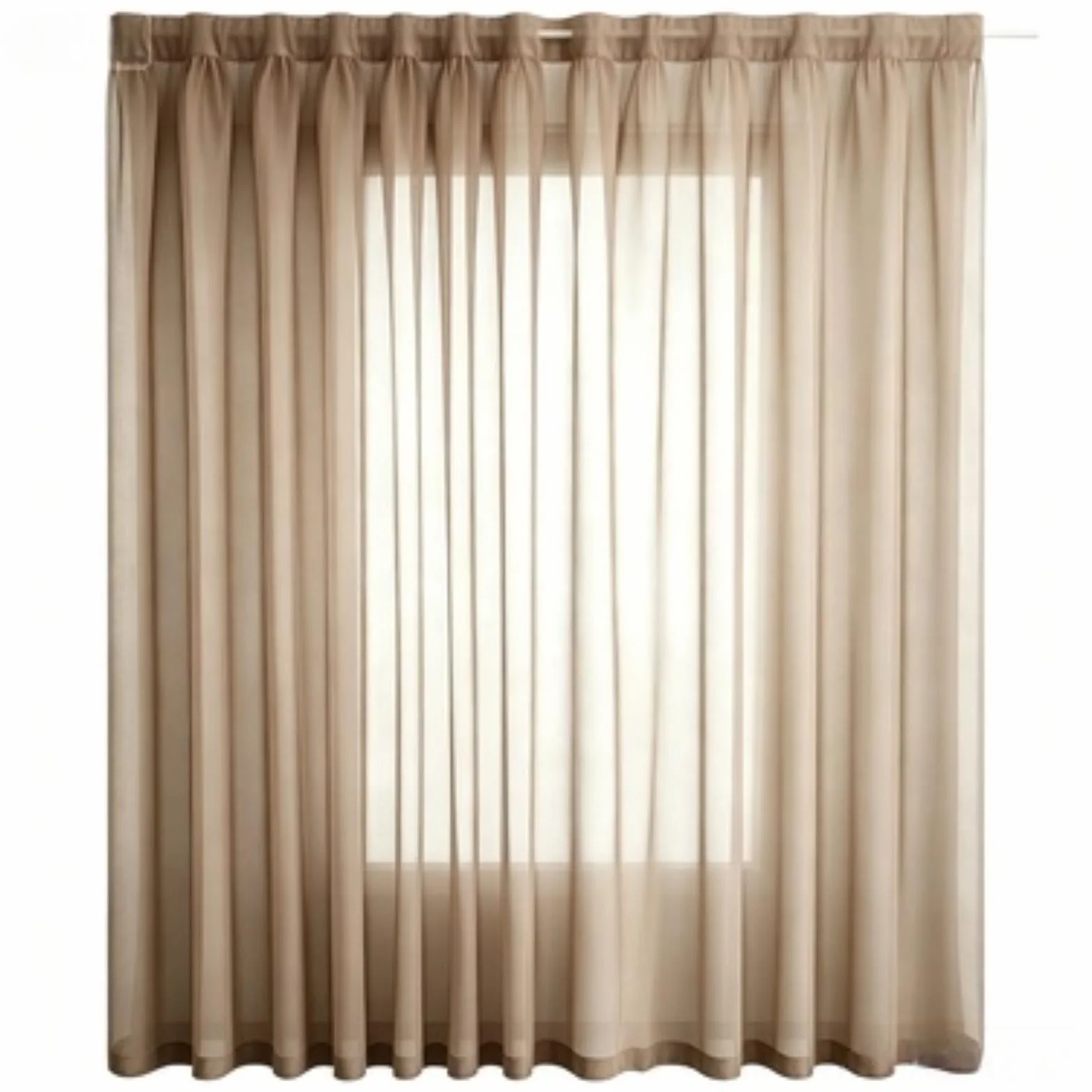 Firanki Przezroczyste 145 x 215 cm Zasłony Okienne Z Kieszenią Na Karnisz, Filtrujące Światło Zasłony Z Firanek Do Okien Eleganckie I Lekkie Do Salonu, Sypialni, jasnobrązowy