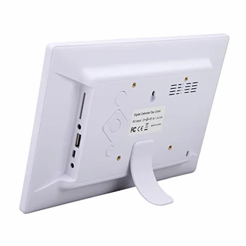 KIMISS 10in WIFI Zegar Pogodowy, 100-240 V Cyfrowy Kalendarz Budzik Biały Data Czas Temperatura Wilgotność Budzik z obsługą Pilota Zdjęcia Filmy Odtwarzanie Muzyki (Wtyczka UE)