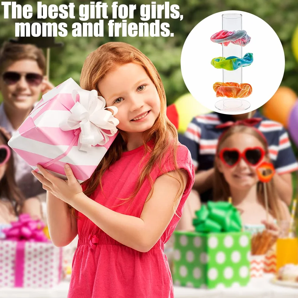 2 sztuki akrylowych uchwytów do scrunchie, przezroczyste organizery do scrunchie, pionowa biżuteria, bransoletka, gumki do włosów, uchwyt na akcesoria dla kobiet, nastolatków, dziewcząt, prezent