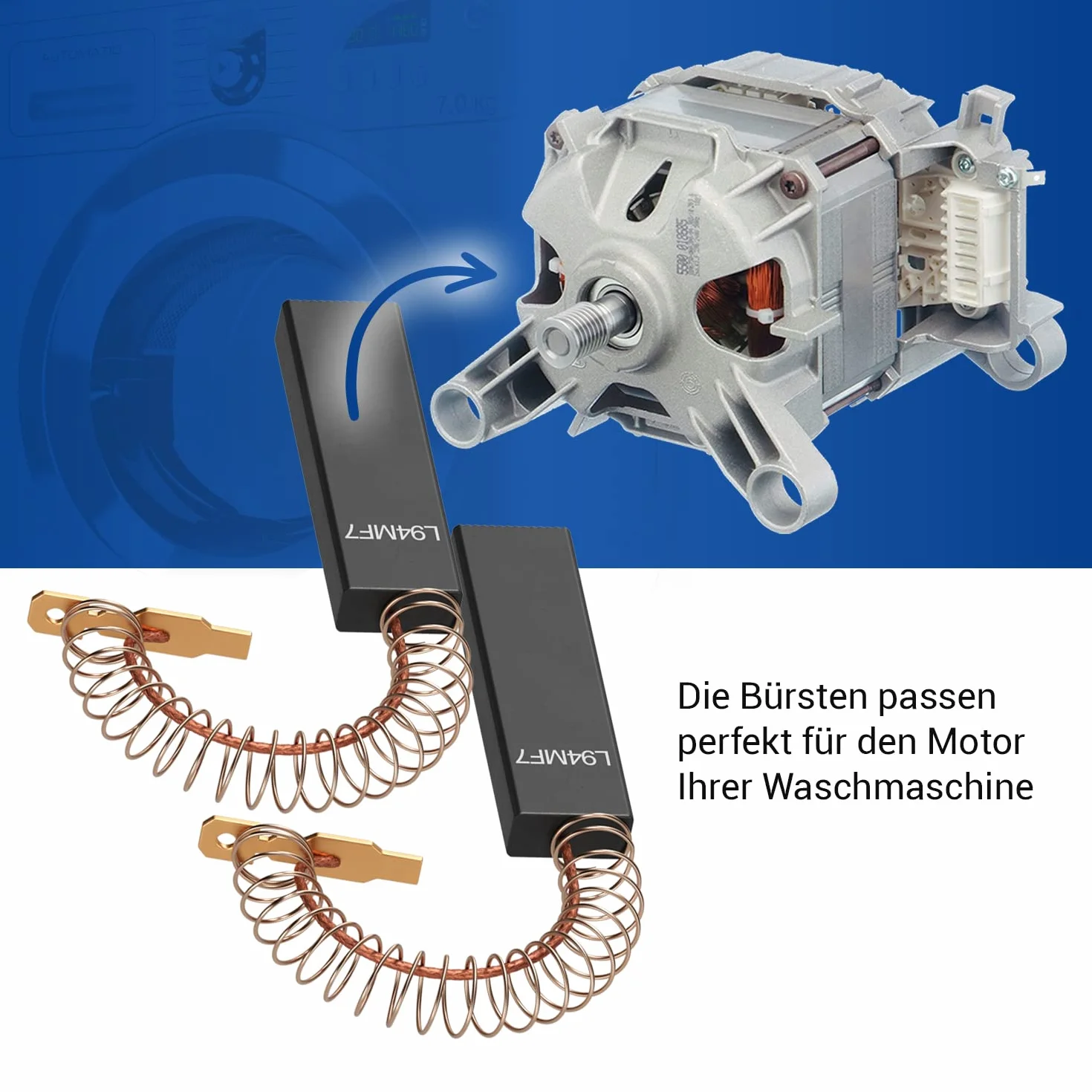 VIOKS 2x Szczotki węglowe do pralki 4,8 mm AMP zamiennik na szczotki do silnika Bosch 616505 00616505 00631706 39L224 Szczotki do silnika elektrycznego pralki Bosch, Siemens