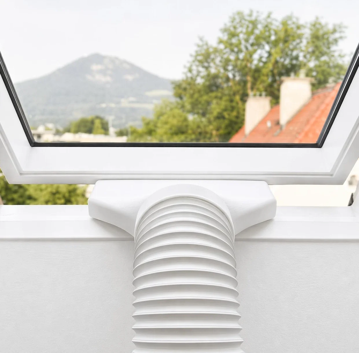 Adapter okienny, bardzo szeroki i płaski – reduktor Ø 150 mm do wąskiego otworu 35 × 4,5 cm – pasuje do przenośnych klimatyzatorów – druk 3D – Made in Austria