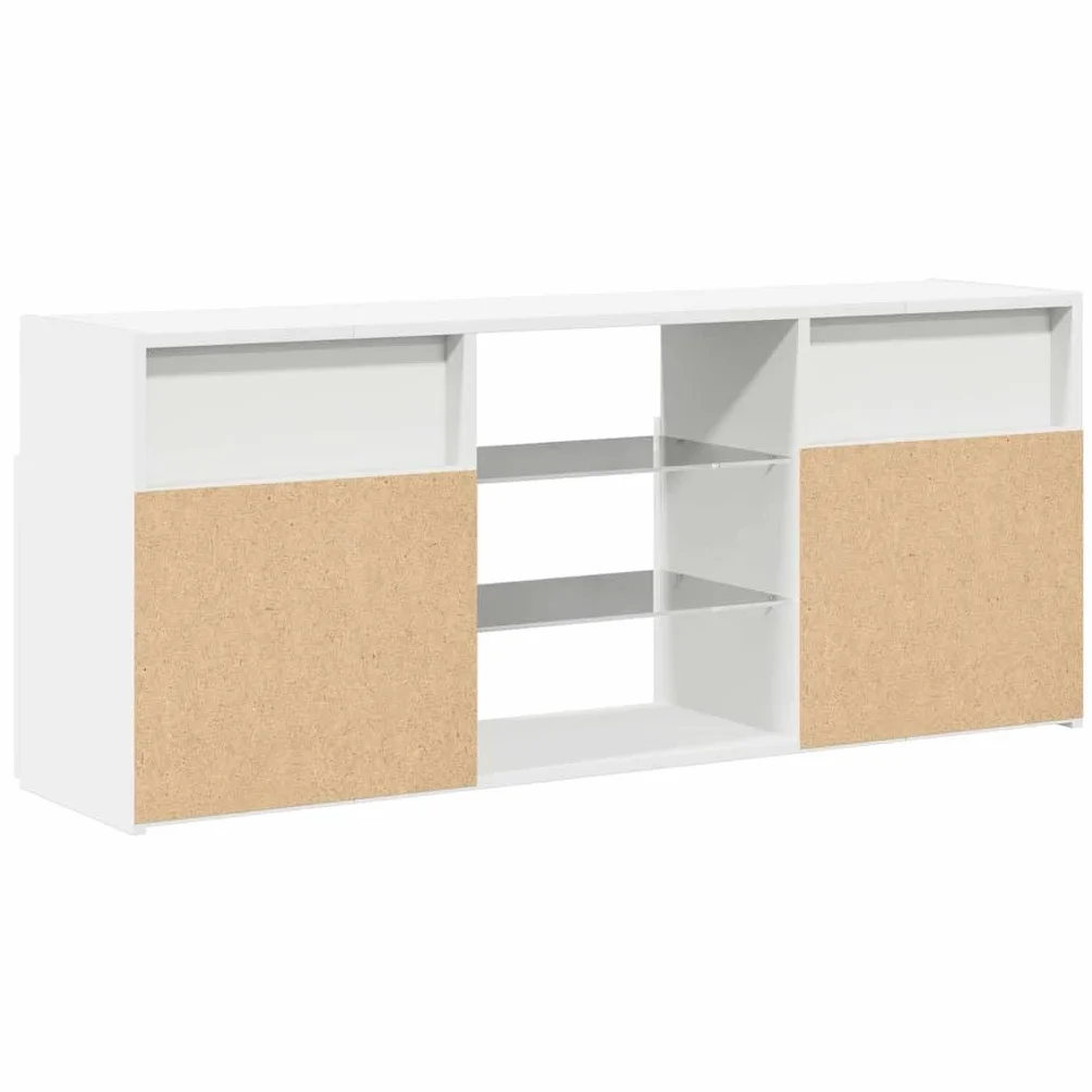 Szafka TV z diodami LED, biała, 120 x 30 x 50 cm, nowoczesna szafka pod telewizor z oświetleniem RGB, uniwersalna podstawka pod telewizor do salonu, konsola multimedialna