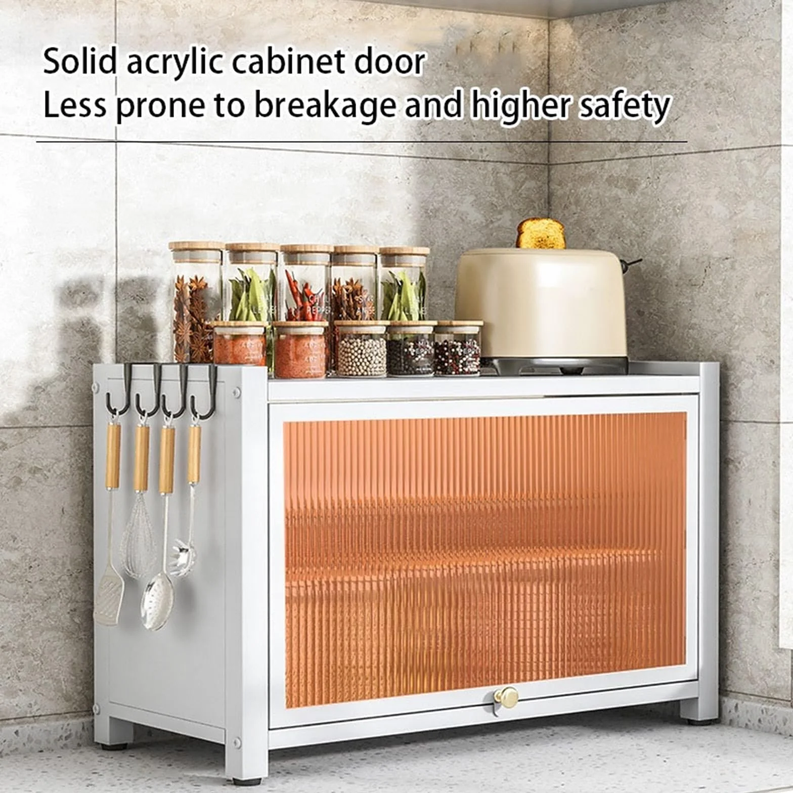 Wielopoziomowy stojak na naczynia i organizer na przyprawy, trwały metalowy organizer do szafki kuchennej, pyłoszczelny, z drzwiami, na miski i talerze, dom, U (czarny, 3 poziomy 50 cm)