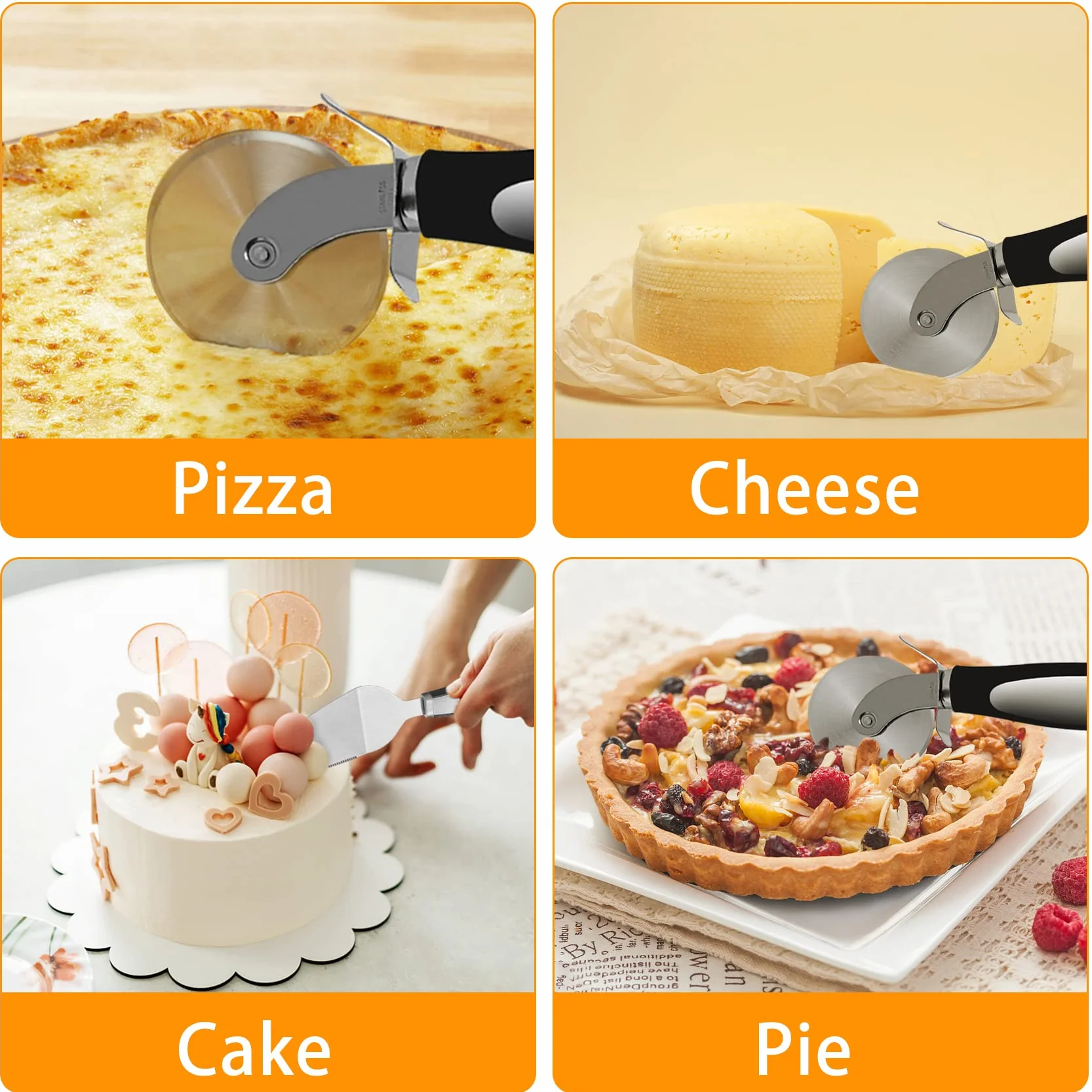LUZOON Nóż do pizzy, wałek do pizzy, poręczny nóż do pizzy
