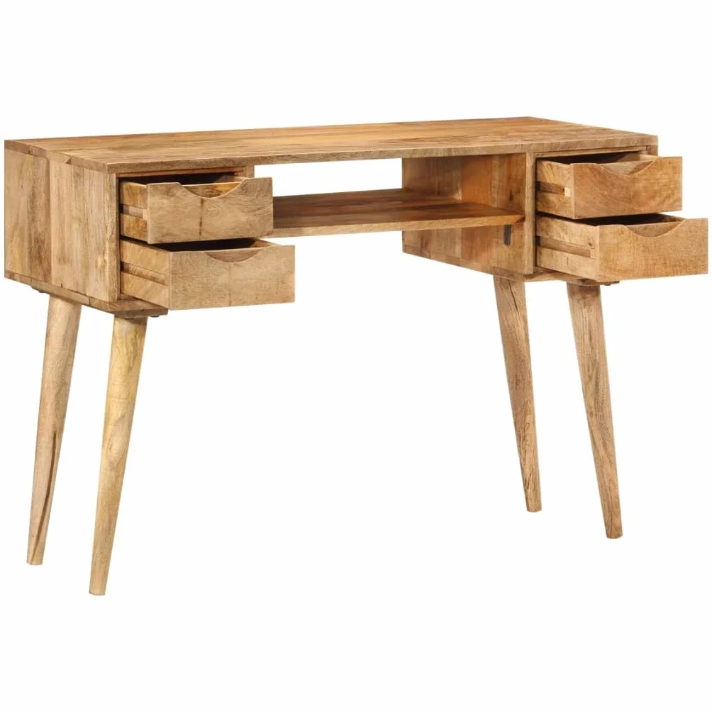 Homgoday Biurko z szufladami 110 x 47 x 76 cm z litego drewna mango, meble biurkowe, biurko, biurko komputerowe, biurko zajmujące mało miejsca, stół biurkowy, biurko do gier do pokoju dziecięcego