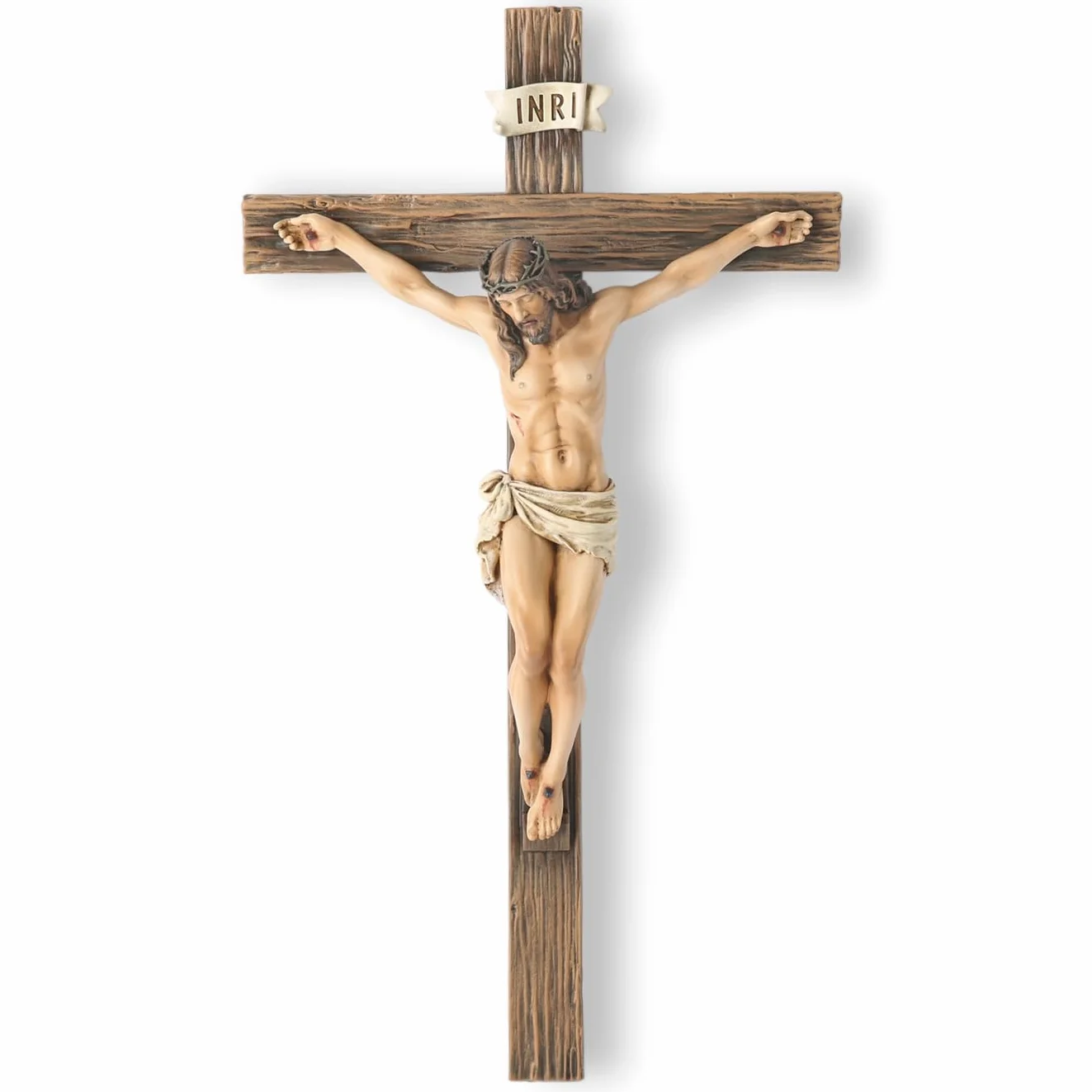 BC Katolicki Krzyż Ścienny, Inspirujący Wystrój Domu Jezusa Chrystusa, religijny pobożny prezent, 35 cm, renesansowa rzeźba, ręcznie wykonana przez Buildclassic