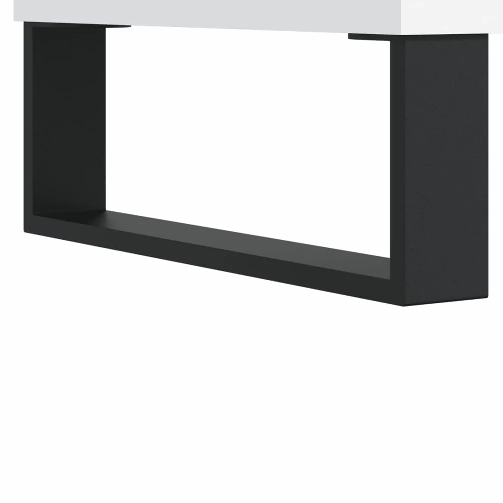 Szafka panelowa biała z materiału drewnopochodnego 85 x 38 x 48 cm z żelaznymi nogami, przestronna szafka winylowa na płyty gramofonowe, miejsce do przechowywania i miejsce do przechowywania