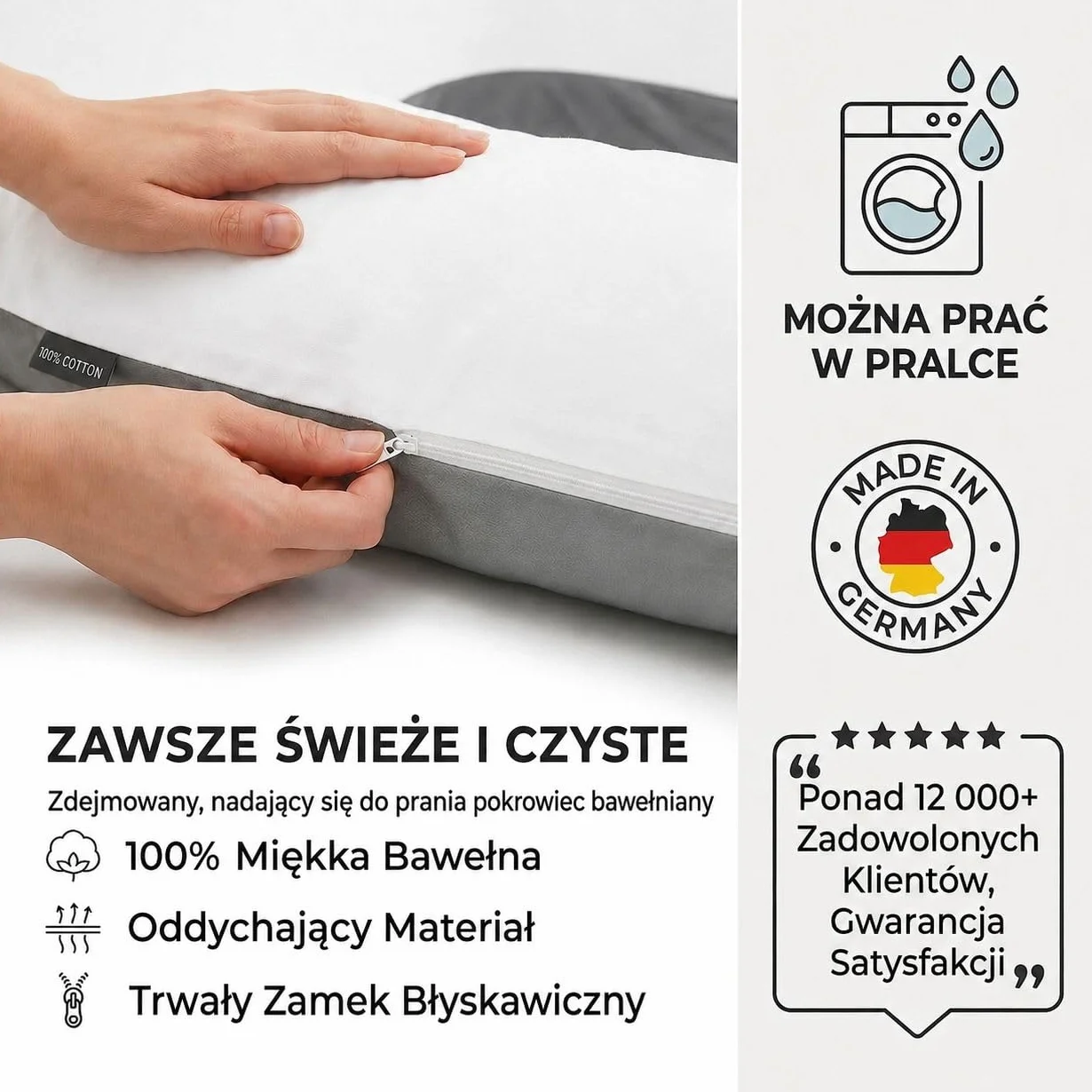 SMOOTHY XXL poduszka ciążowa dla osób śpiących na boku, poduszka do przechowywania, poduszka dla niemowląt i poduszka do karmienia w kształcie litery U, ze zdejmowaną i nadającą się do prania poszewką ze 100% bawełny (Classic XXL, 150 x 80 cm, Duo)
