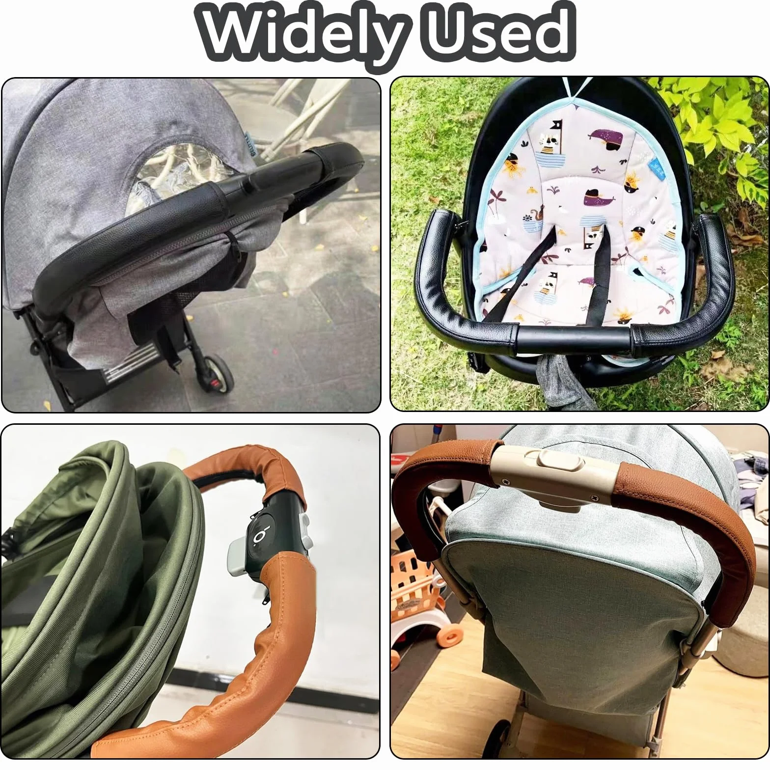 2 szt. Brązowy pokrowiec na uchwyt do wózka, pokrowiec na uchwyt wózka ze skóry PU, osłona uchwytu do wózka, wodoodporna, pyłoszczelna osłona uchwytu