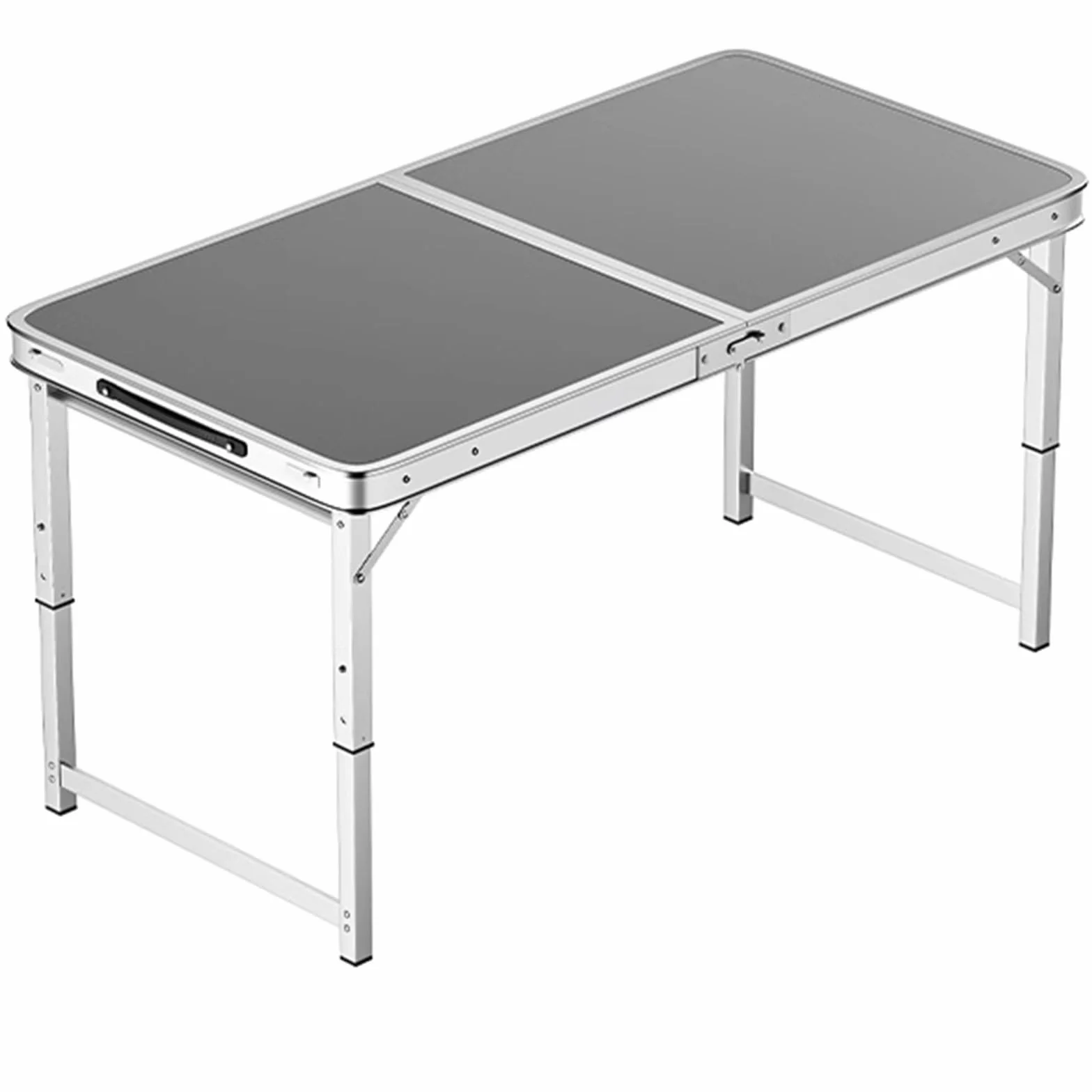 XJBTBA Aluminiowy ół składany o regulowanej wysokości, przenośny ół kempingowy na zewnątrz z uchwytem, ​​ół do jadalni do biura, imprezy, pikniku, wesela - 150x60cm szary