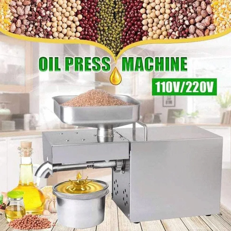Automatyczna prasa do tłoczenia oleju na zimno/ciepło ze stali nierdzewnej do użytku domowego, do tłoczenia oleju arachidowego, oleju rzepakowego, oleju sezamowego (110 V)