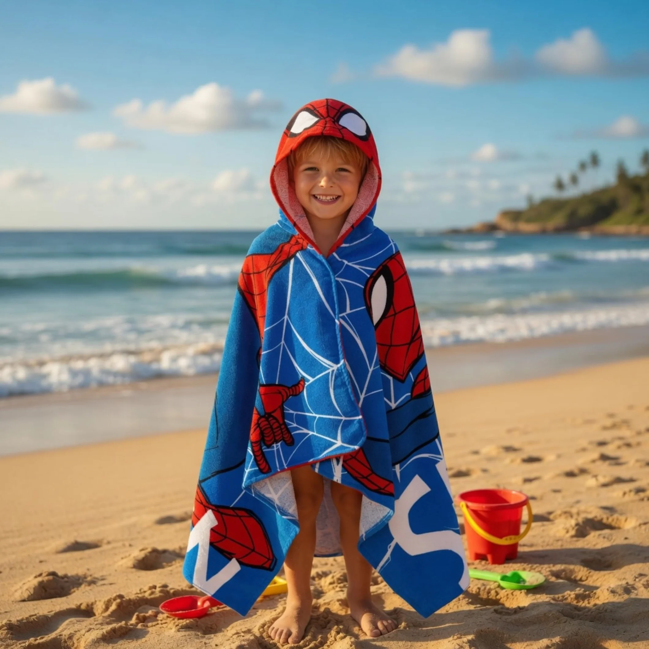 Spider-Man Ręcznik z kapturem 100% bawełna odzież Avengers ponczo dla dzieci ręcznik plażowy do pływania owinąć chłopcy sukienka do przewijania