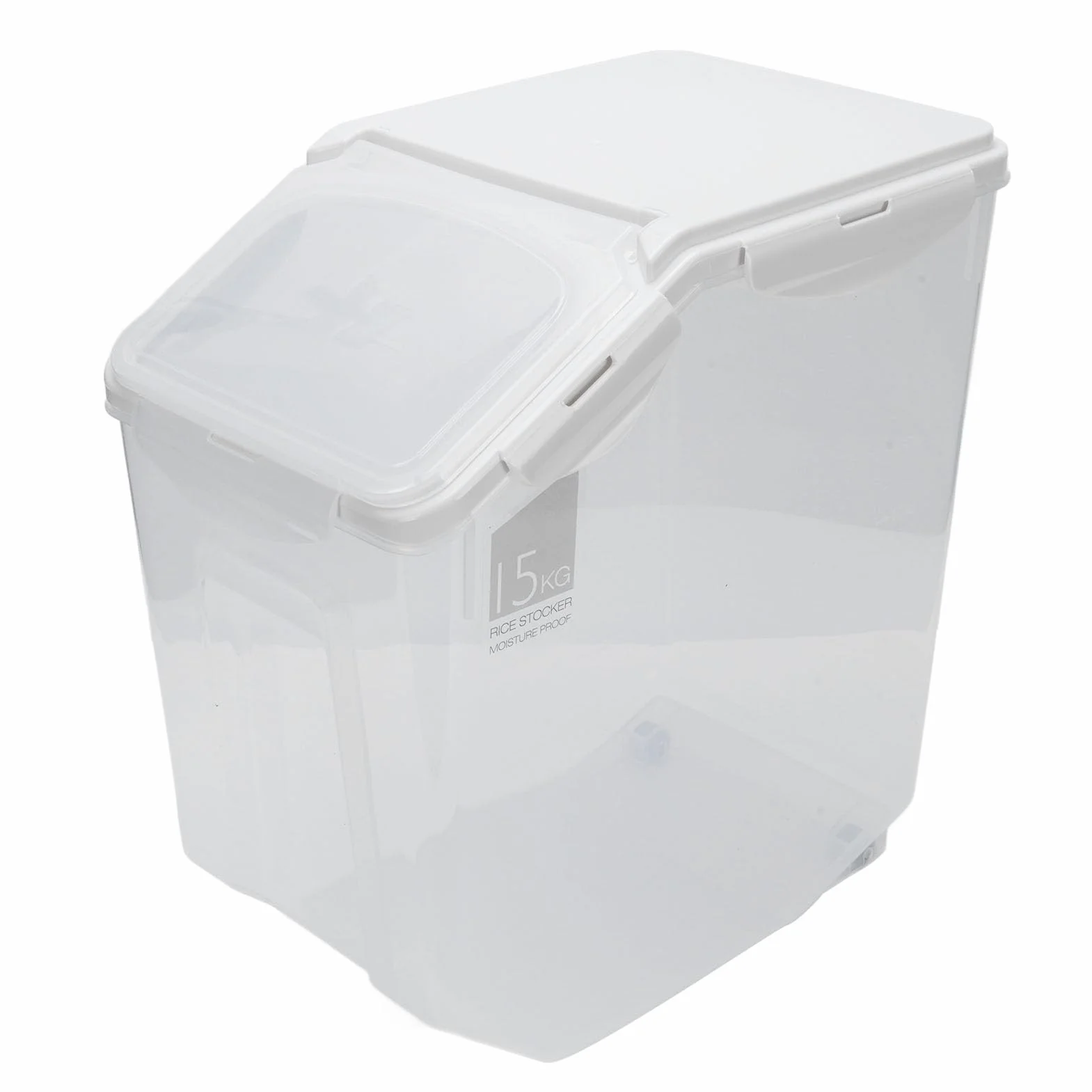 Pssopp Pojemnik do Przechowywania Ryżu PP Pojemnik do Przechowywania Ziarna z miarką 15 Kg Pojemność 22,7 X 36,5 Cm Hermetyczny na ryż Spiżarni Kuchennej Organizacja Domu