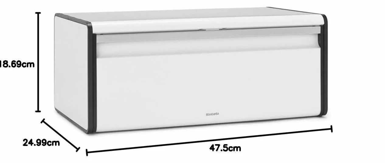 Brabantia Rectangular Chlebak, Czarny Matowy, 24.99 x 47.5 x 18.69 cm