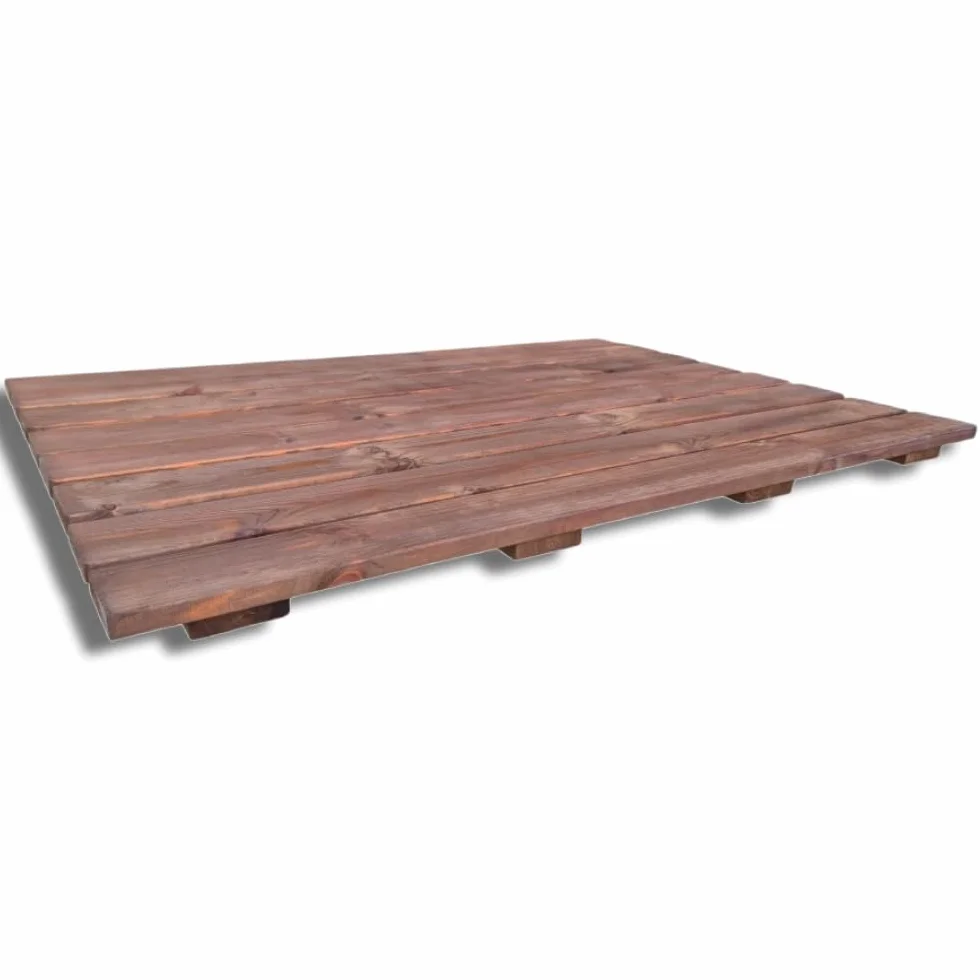 Antypoślizgowy podnóżek prysznicowy, 118 x 78 cm, z impregnowanego drewna sosnowego, kolor teak