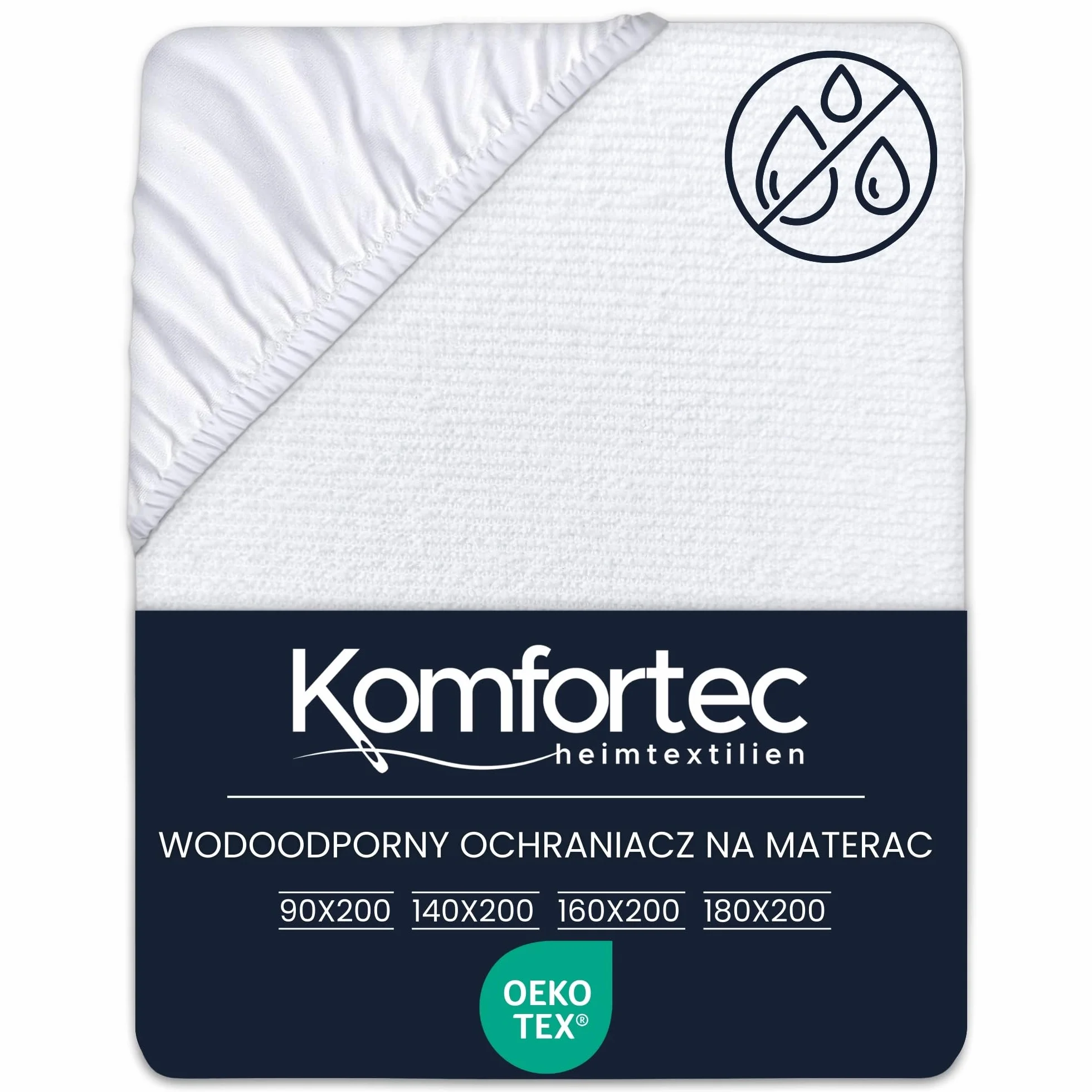 Komfortec Wodoszczelny ochraniacz na materac 180 x 200 cm, oddychający i miękki pokrowiec ochronny na materac, certyfikat Oeko-Tex, wygodny i trwały