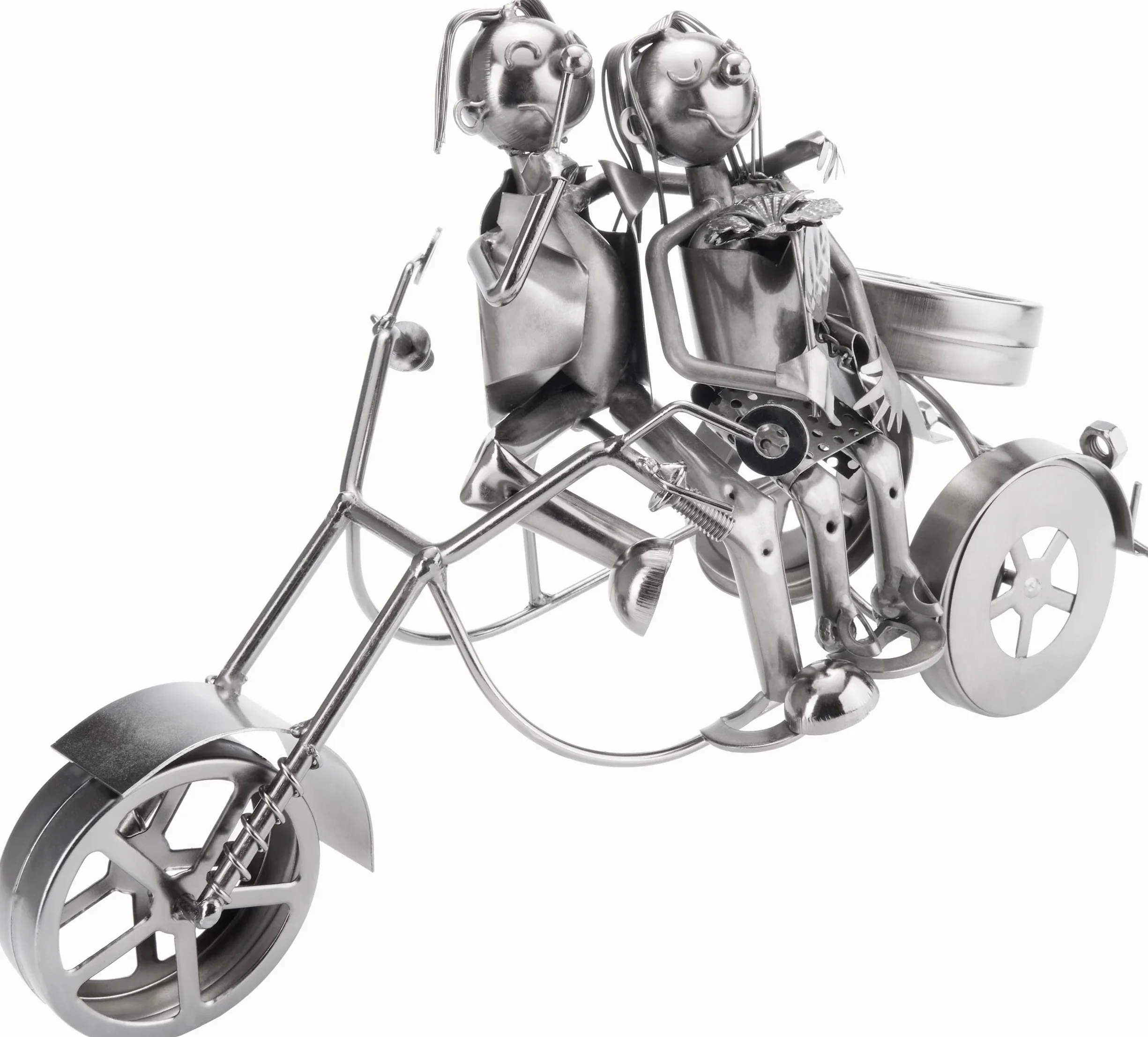 BRUBAKER - Uchwyt na butelkę wina - para motocyklowa - metalowa rzeźba - INCL kartka z życzeniami. - Oryginalny pomysł na prezent