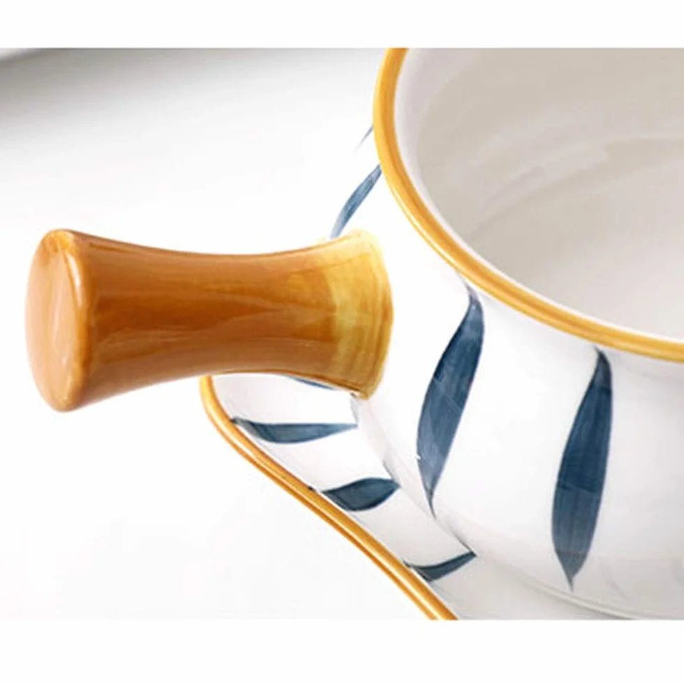 Ceramiczna miska do sałatki z uchwytem, miska na płatki śniadaniowe, miska na owoce, miska na deser, zupa, makaron, kuchenka mikrofalowa, specjalna miska