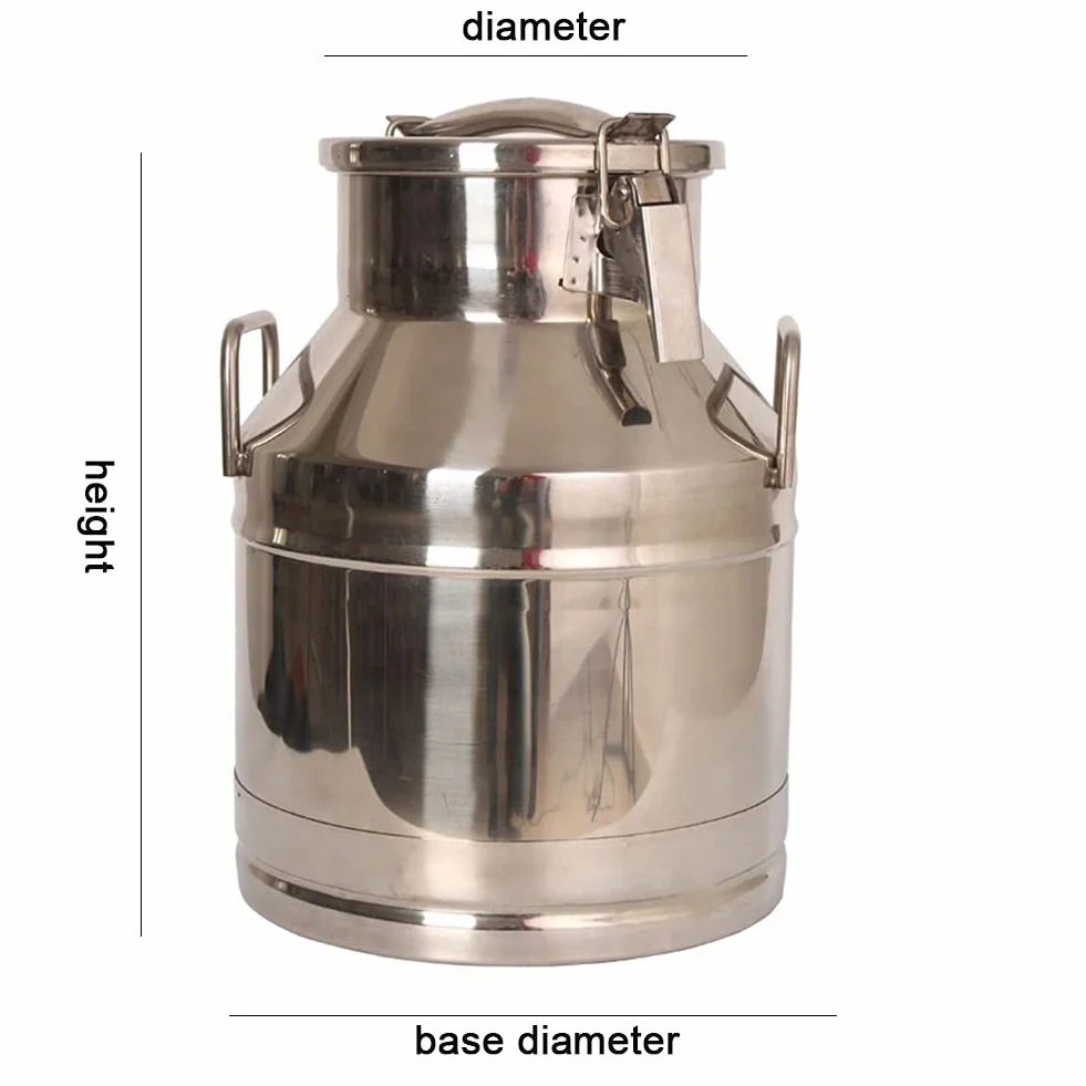 Wiadro na mleko ze stali nierdzewnej, kanister na mleko, pojemnik do przechowywania produktów mlecznych, dzbanek z hermetyczną pokrywką - srebrny, 40 l (15 l)
