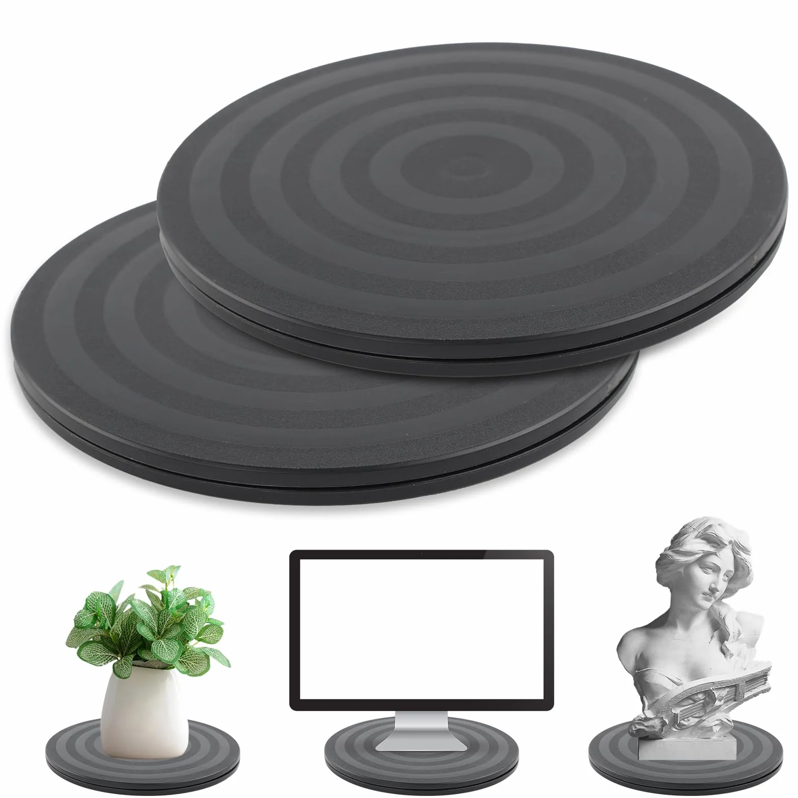 Obrotowy stojak obrotowy o 360°, gramofon, 2 szt., wytrzymały, obrotowy stojak, platforma obrotowa, Lazy Susan, ze stalowymi łożyskami kulkowymi, obrotowa podstawa do telewizora, monitora, laptopa