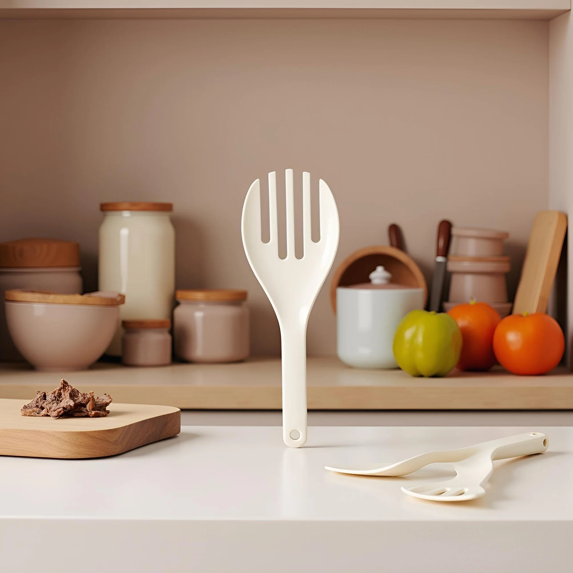 Biała duża plastikowa łopatka do ryżu, widelec, łyżki do serwowania, do ryżu i ziemniaków, łyżki do serwowania (27 cm 27 cm)