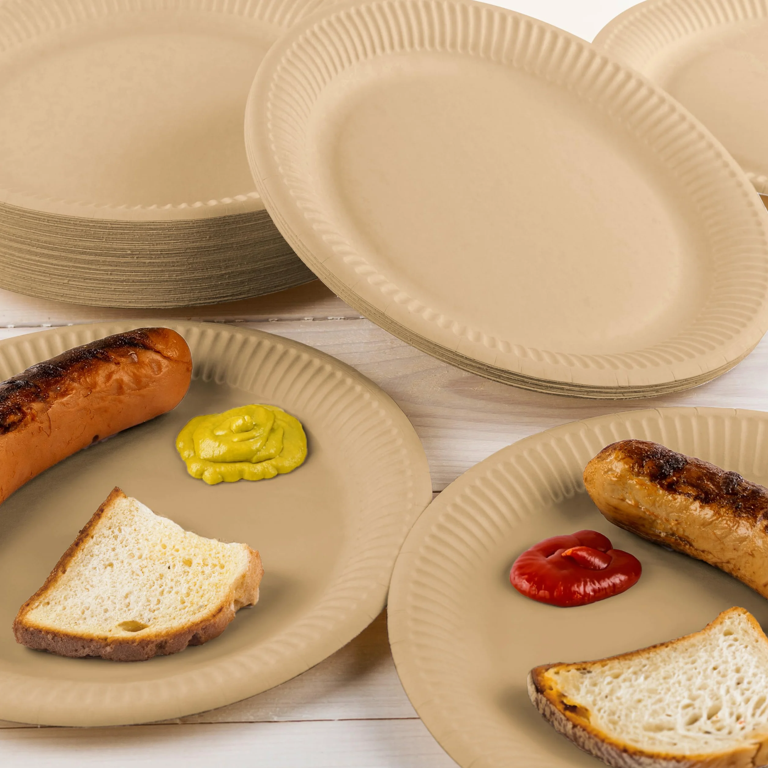 HEKU be green 100 biologicznych talerzy papierowych, Ø 23 cm, certyfikat FSC, biodegradowalne, wszechstronne i przyjazne dla środowiska, idealne do grillowania, pikniku i imprez