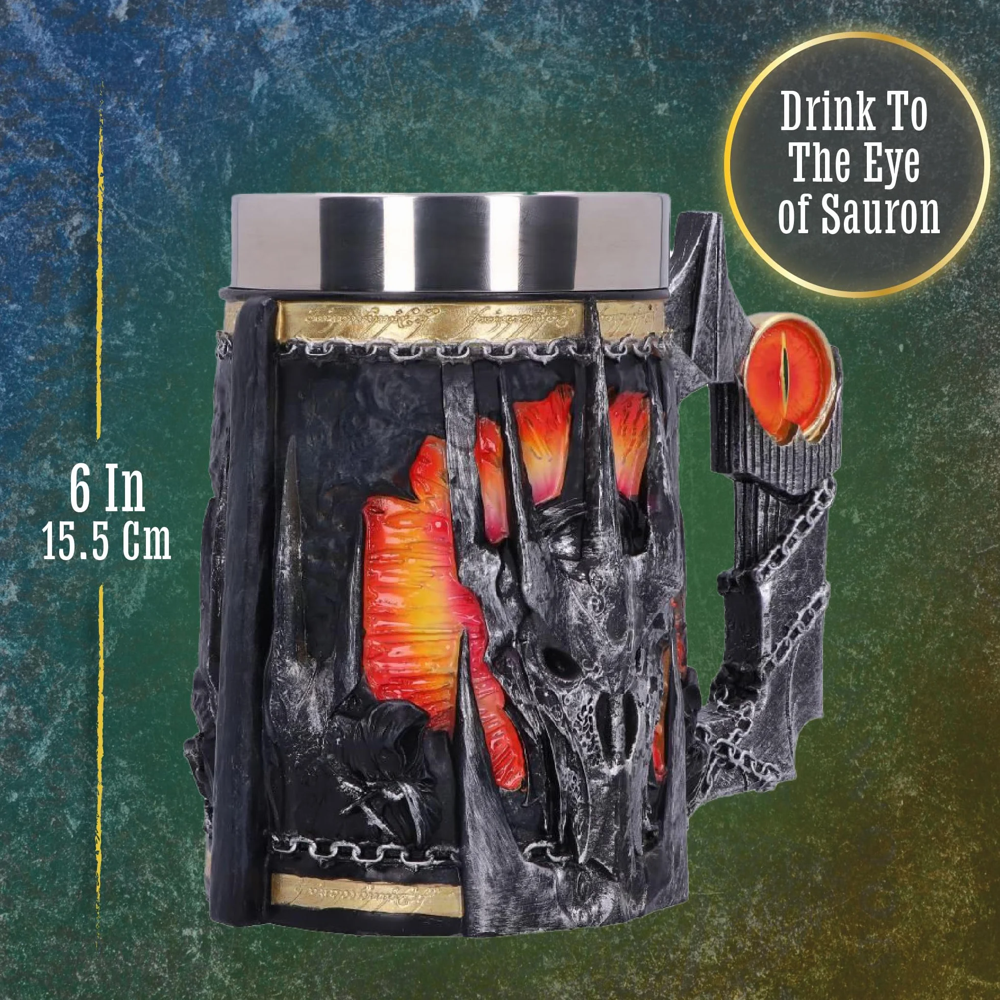 Nemesis Now Oficjalnie licencjonowany kufel Sauron Władca Pierścieni, szary, 15,5 cm