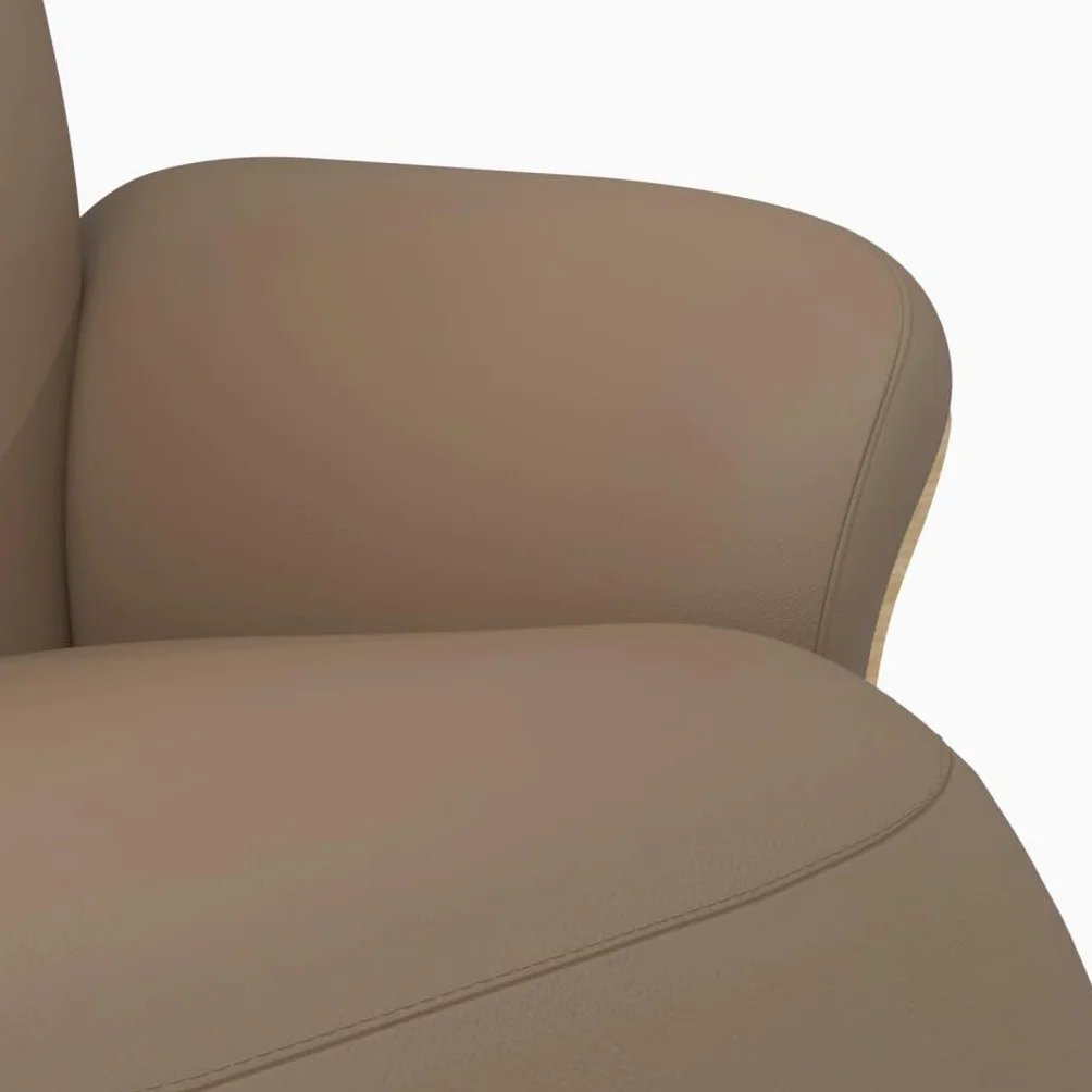Fotel relaksacyjny z podnóżkiem, kolor brązowy cappuccino, sztuczna skóra, regulowany, obrotowy, z podłokietnikami, ergonomiczny, do salonu, sypialni, biura, relaksu, czytania, oglądania