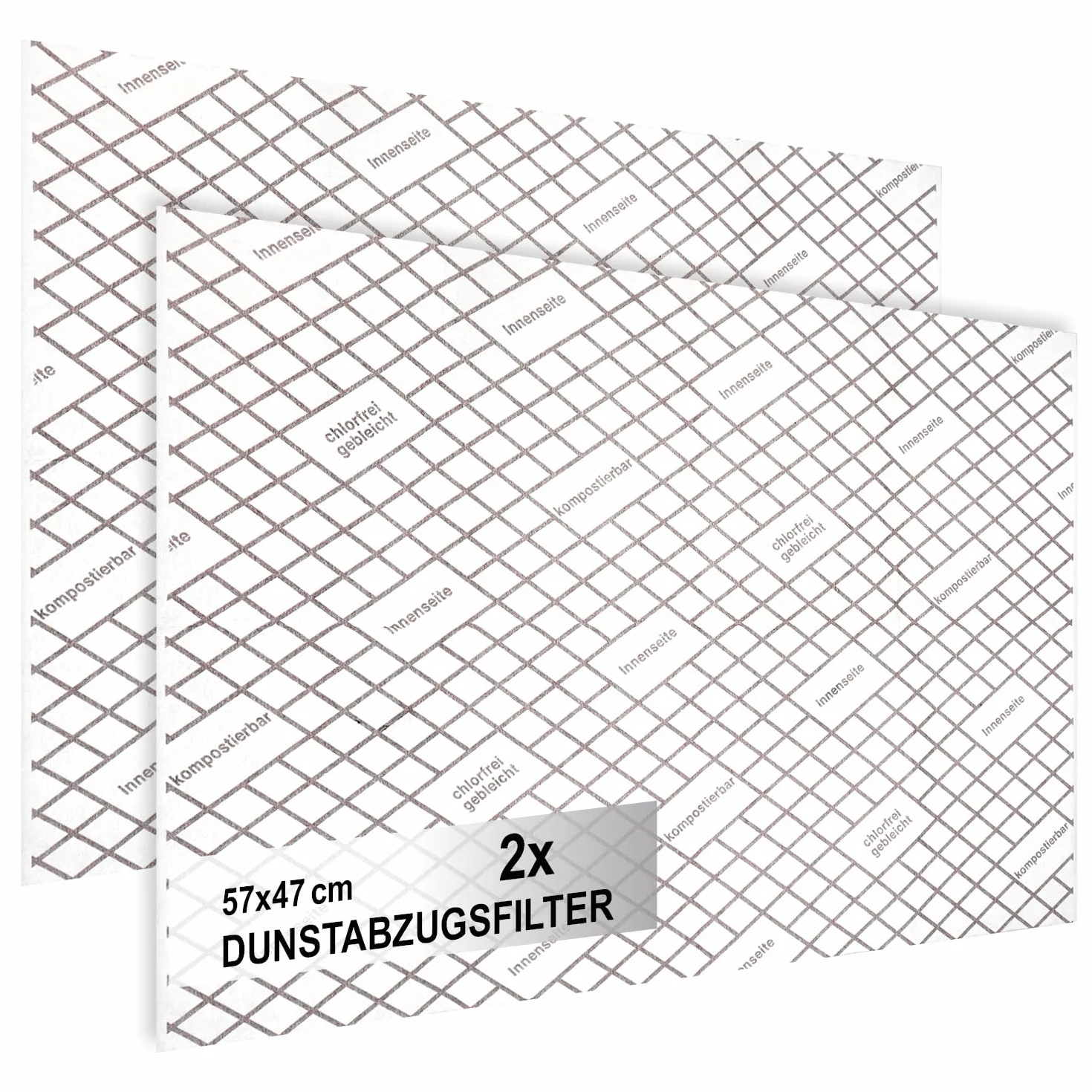 COM-FOUR® 2x filtry wyciagowe do okapów kuchennych o wysokiej wydajnosci filtrowania - filtr plaski 1 mm, nadajacy sie do krojenia ze wskaznikiem nasycenia - 57 x 47 cm (Ze wskaznikiem - 2 sztuki)