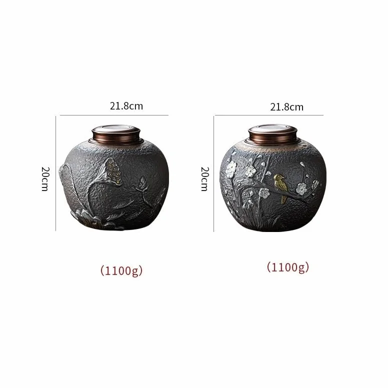 Cukierniczka Ceramiczne puszki na herbatę, duże domowe zielone herbaty, uszczelnione, czarne opakowania herbaty, garnki ceramiczne puszki na herbatę(B)