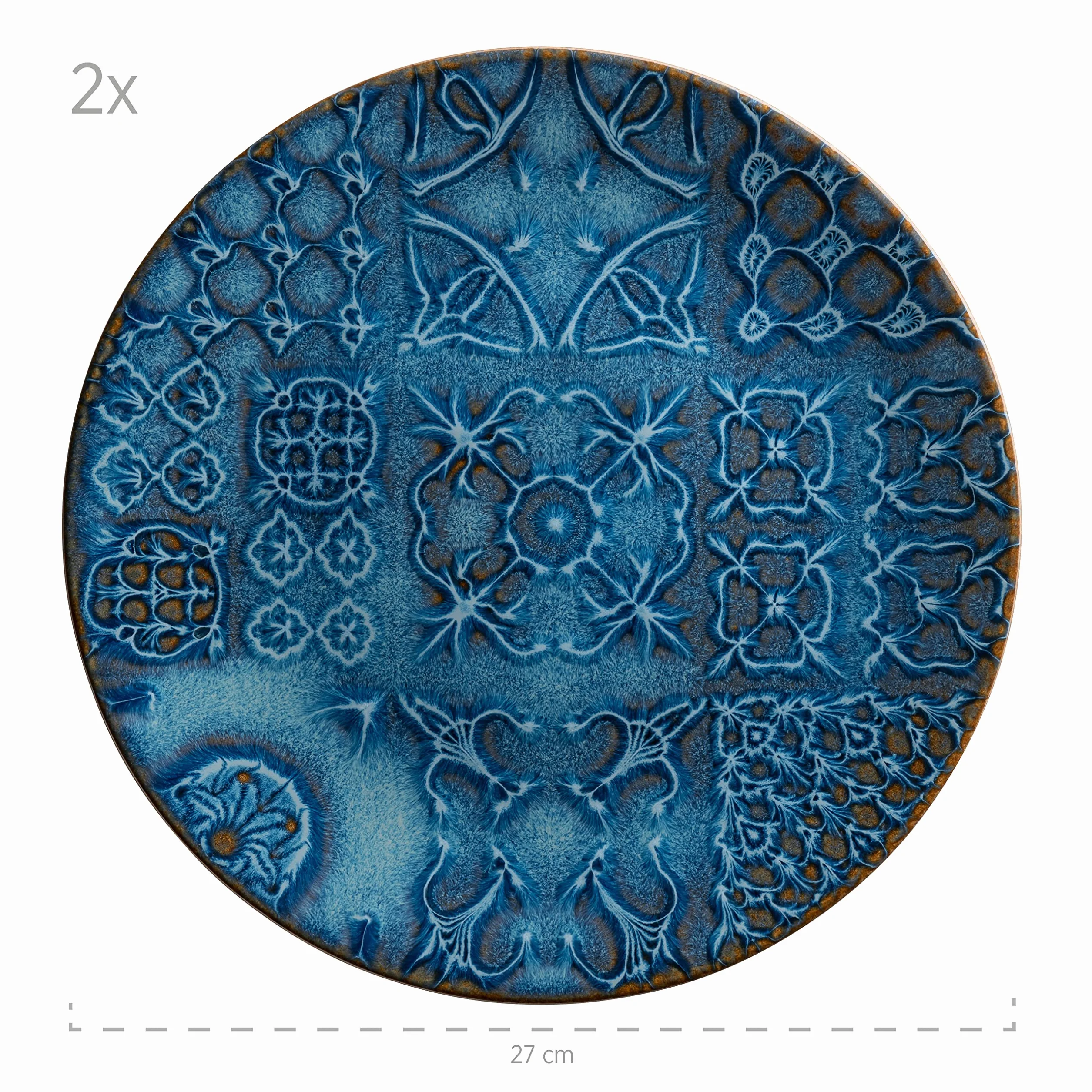 MÄSER 935078 seria Tiles nowoczesny zestaw naczyń w stylu vintage dla 2 osób w stylu mauretańskim, 8-częściowy serwis stołowy z talerzami i miskami z wysokiej jakości ceramiki, kamionki, niebieski