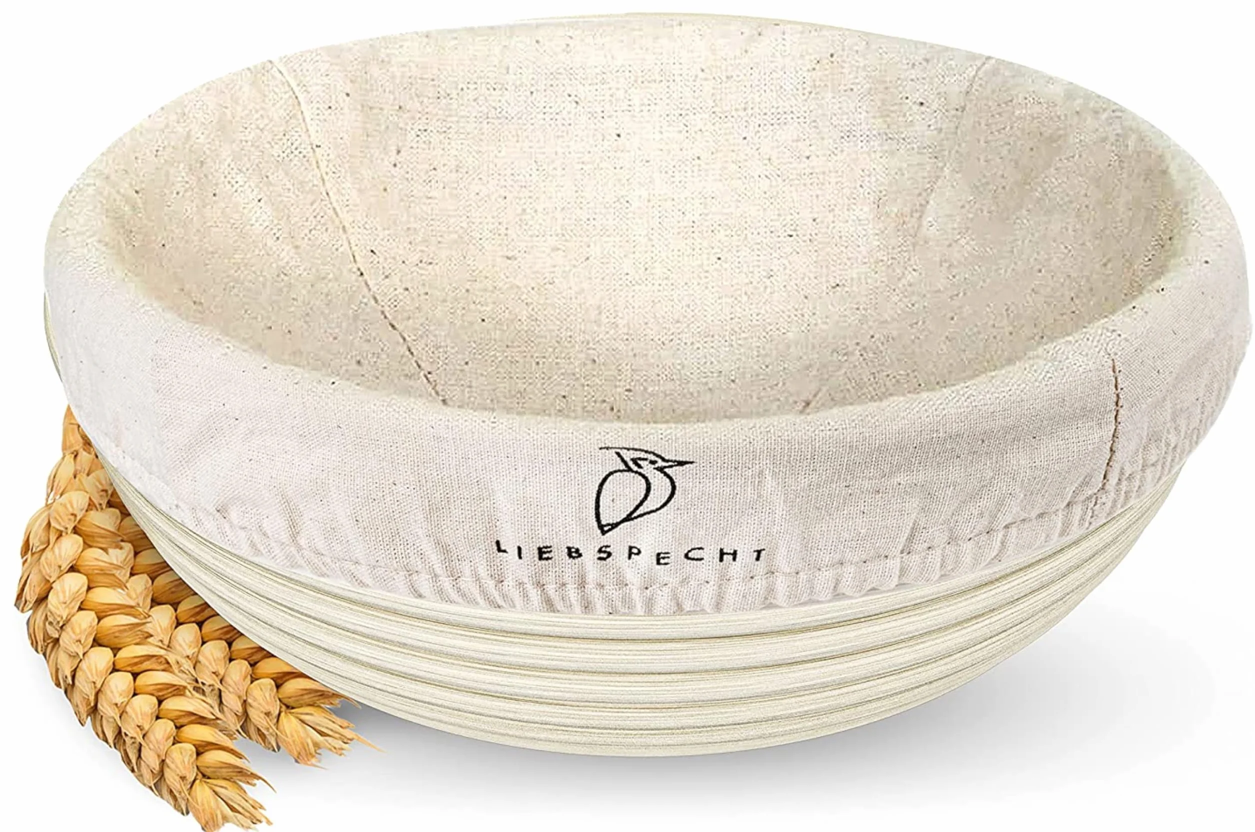 Wysokiej jakości okrągły kosz do pieczenia chleba (25 cm) – forma do pieczenia chleba z nadającą się do prania wkładką lnianą – optymalny na 1 kg ciasta – idealny dodatek do pieczenia