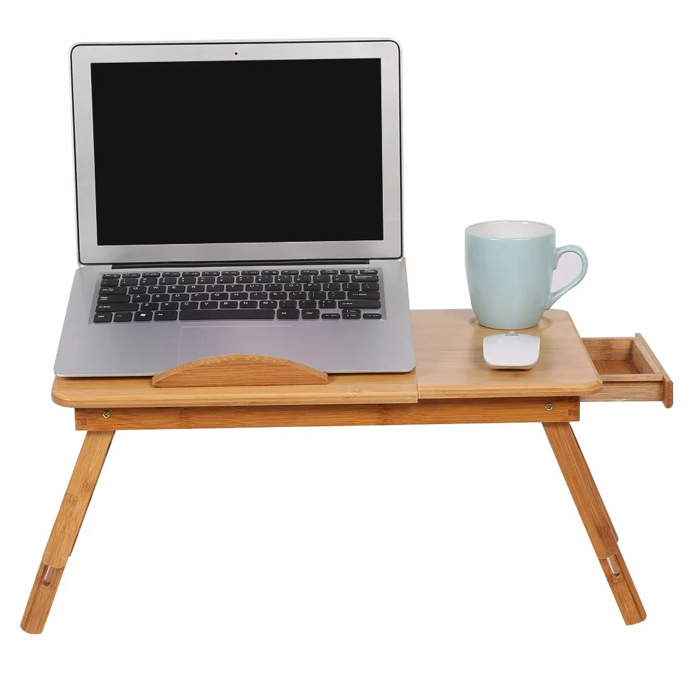 Bambusowy stół na laptopa składana kanapa i taca na łóżko z otworami wentylacyjnymi idealne biurko na kolana do laptopów śniadanie czytanie i Ding