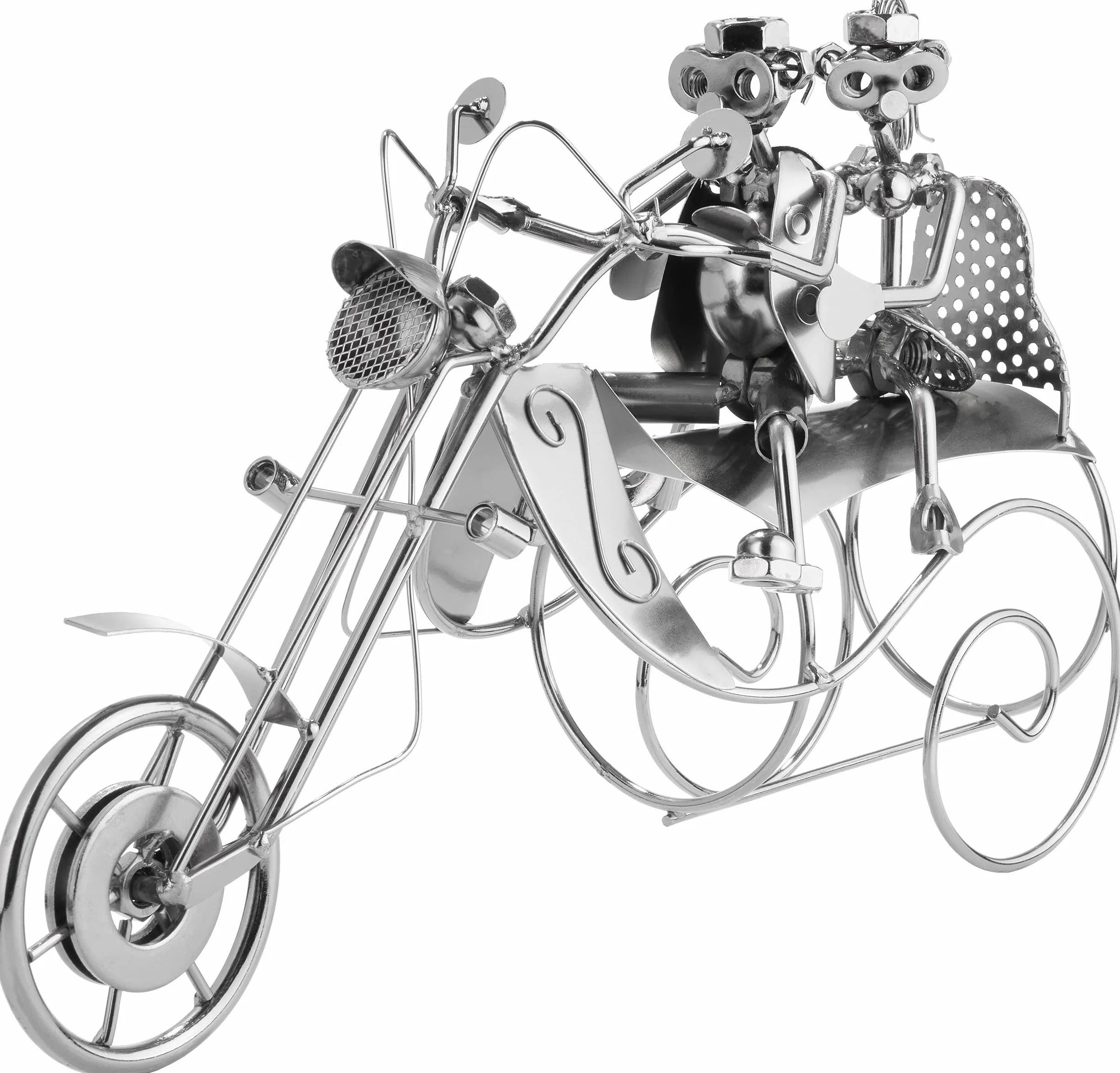 BRUBAKER Stojak na Butelkę Wina Para na Motocyklu Metalowa Rzeźba Prezent z Kartą Podarunkową