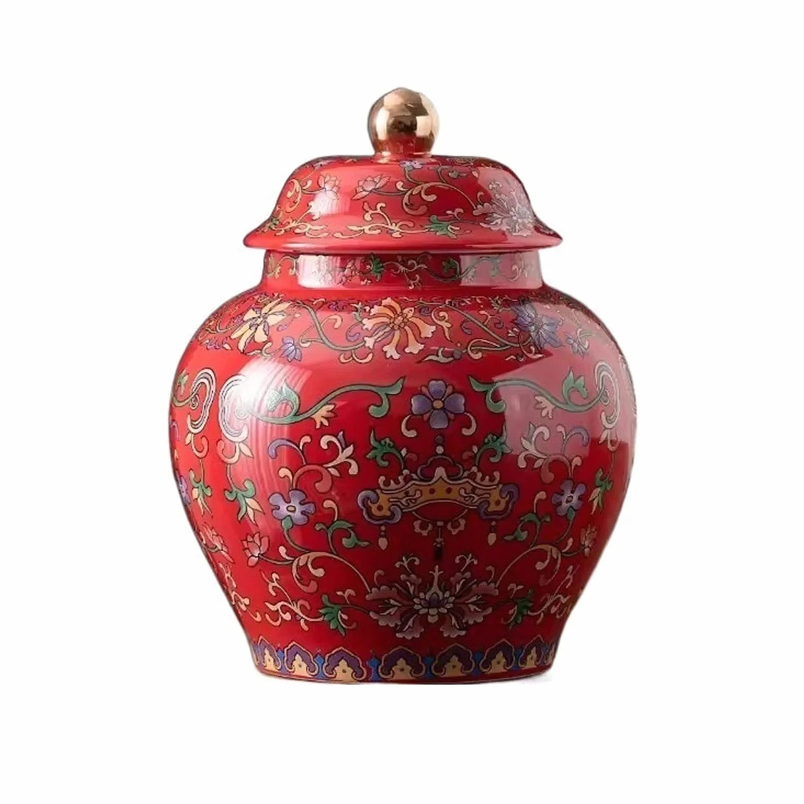pojemnik na herbatę Luksusowy klasyczny emaliowany pojemnik na herbatę ceramiczny duży słoik z czarną herbatą i zieloną herbatą Słoik do przechowywania w gospodarstwie domowym(Red)
