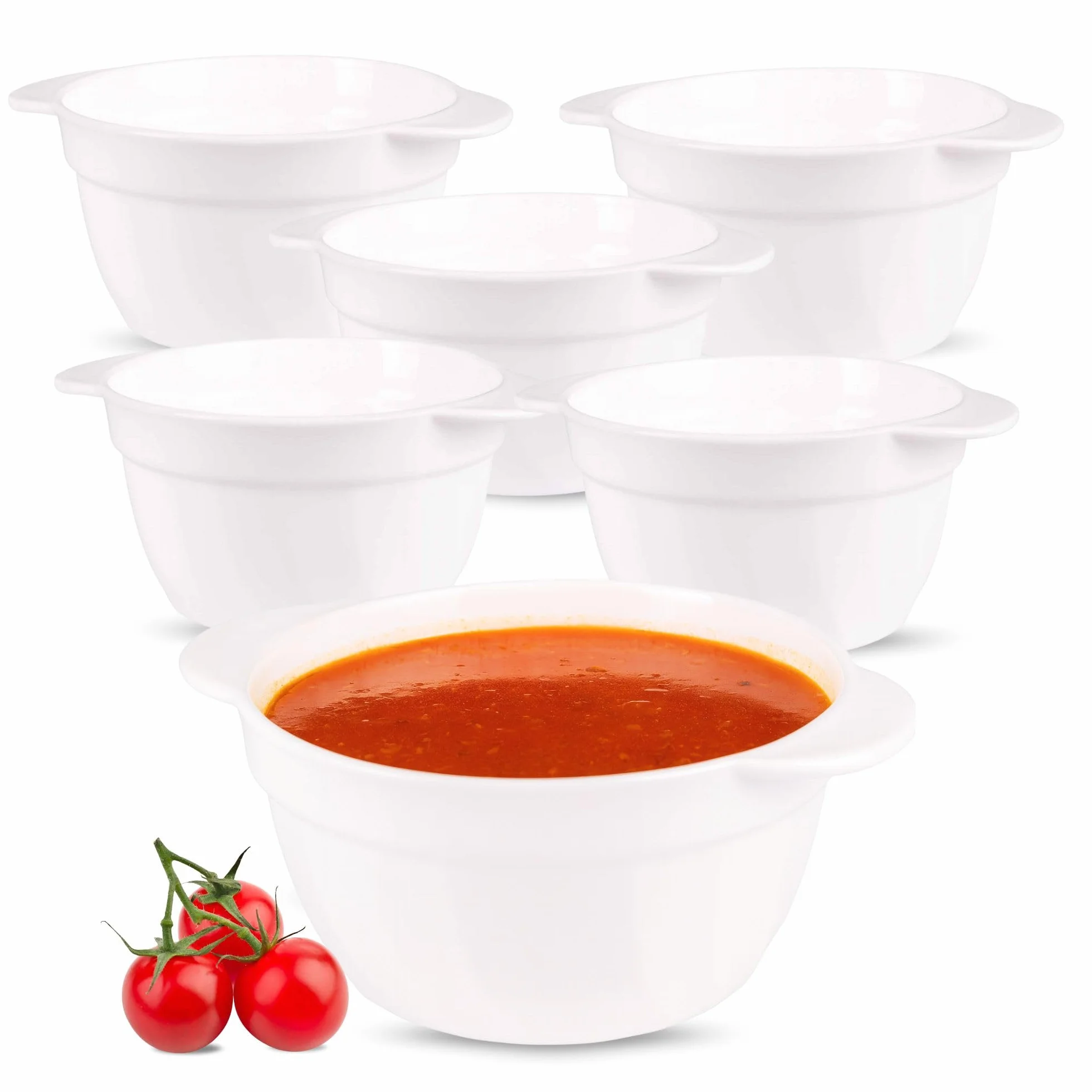 OMAGO® Bulionówka biała 650 ml, zestaw 6 sztuk, małe miseczki i salaterki do zup, owsianki i owoców, elegancka zastawa stołowa