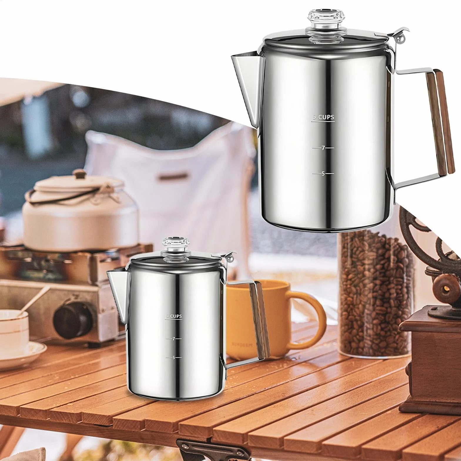 Kawiarka Do Kawy Przenośny Kompaktowy Design | Przenośny Kempingowy Dzbanek Do Kawy Na Zewnątrz Kemping Plaża Piknik Grill Ogród Impreza Wypad Weekendowy Rodzina