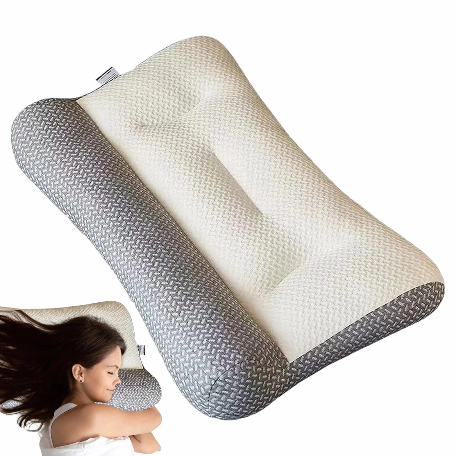 Ergonomiczna poduszka pod kark, ortopedyczna poduszka do spania, szyjna, zdejmowana poduszka podpierająca głowę i kark, dla osób śpiących na boku, plecach, brzuchu