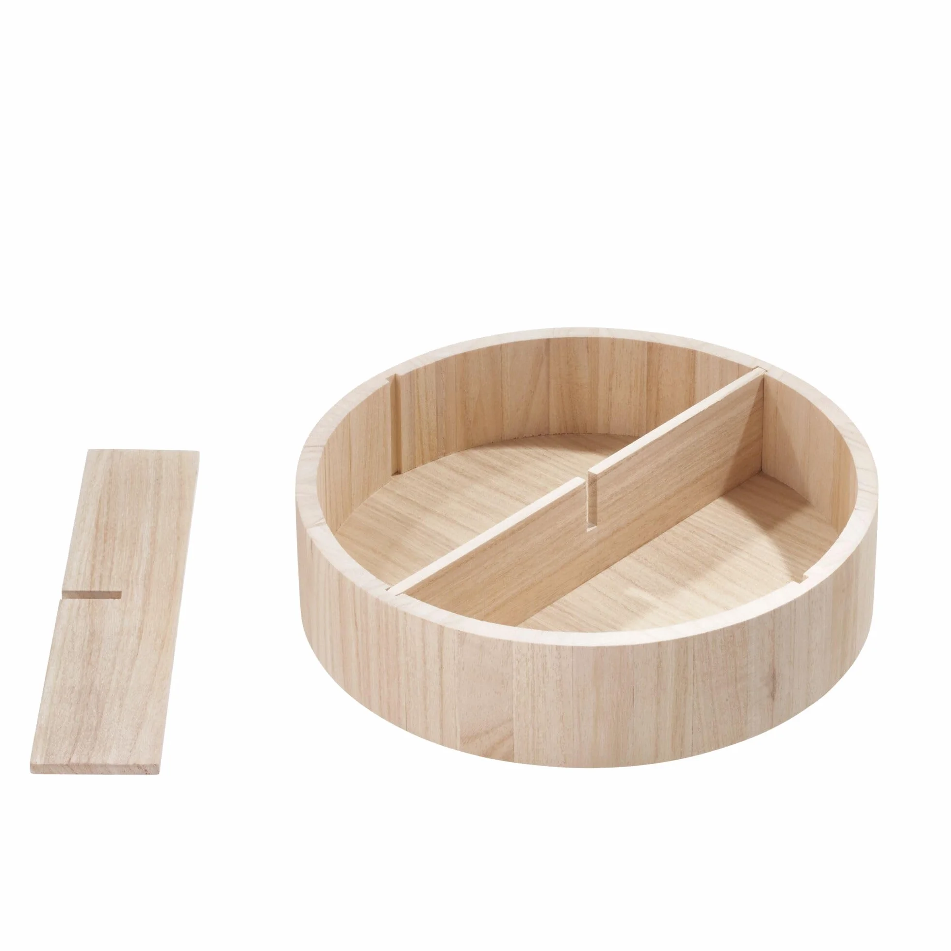 iDesign 30,5 cm gramofon Lazy Susan z wyjmowaną przegrodą, naturalne drewno Paulownia, jasnobrązowy