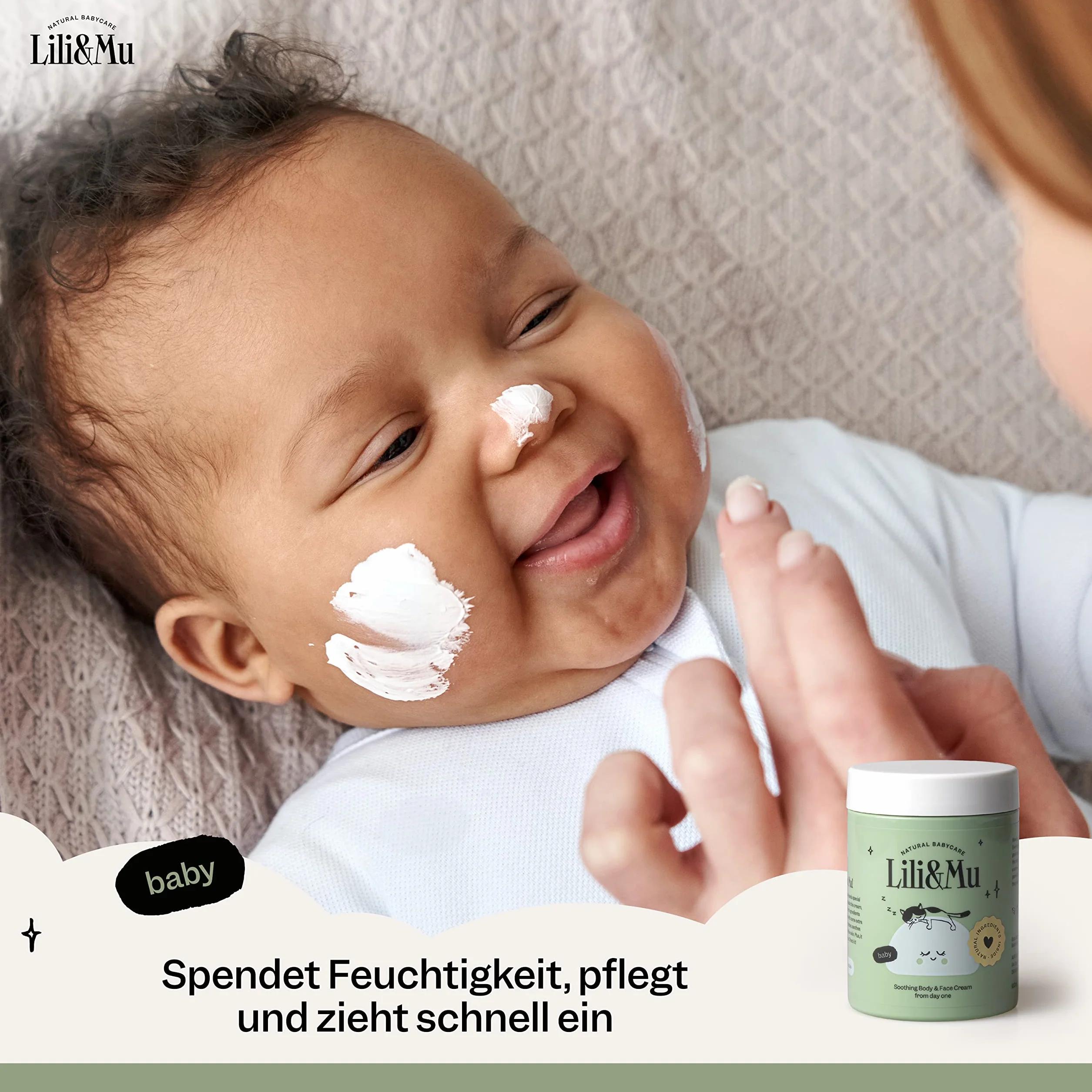 Lili&Mu Baby Krem nawilżający do twarzy i ciała 100 ml | Krem do twarzy z masłem shea i ekstraktem z kwiatów nagietka