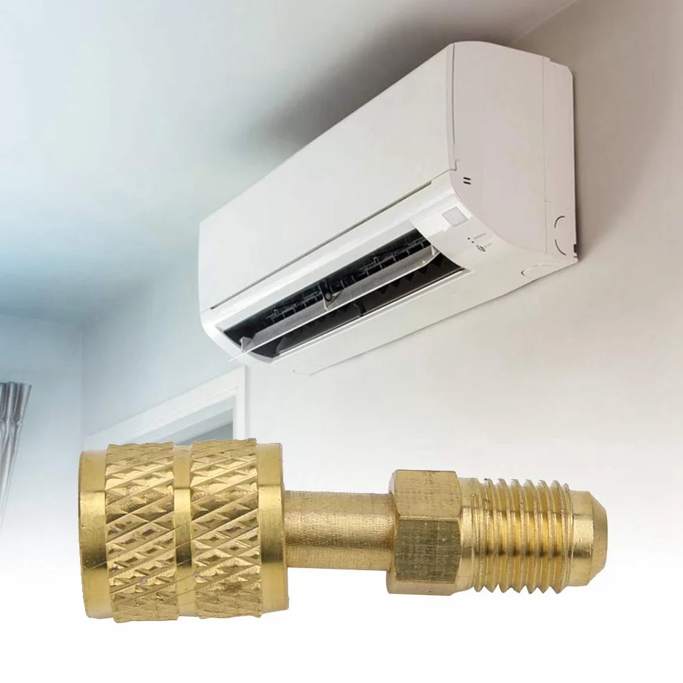 Nowy mosiężny adapter AC R410A do 1/4 "męskiego na 5/16" żeńskiego z wężem do napełniania rdzenia zaworu do pompy wysokiej jakości