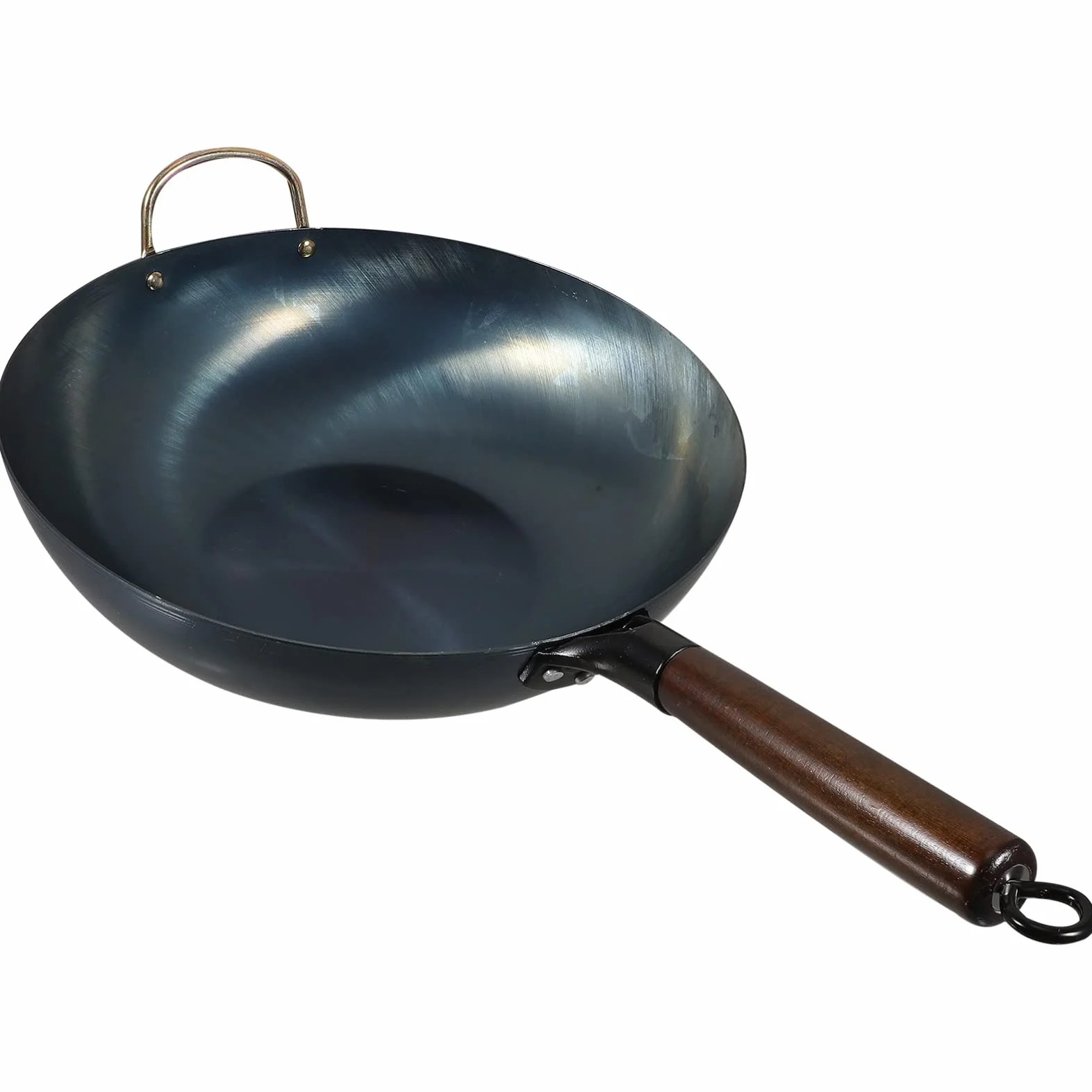Wielofunkcyjna Patelnia Wok Żeliwna z Drewnianym Uchwytami Tradycyjna Patelnia Do Gotowania Idealna Do Domowego Użytku Gładkie Dno Dla Równomiernego Rozkładu Ciepła
