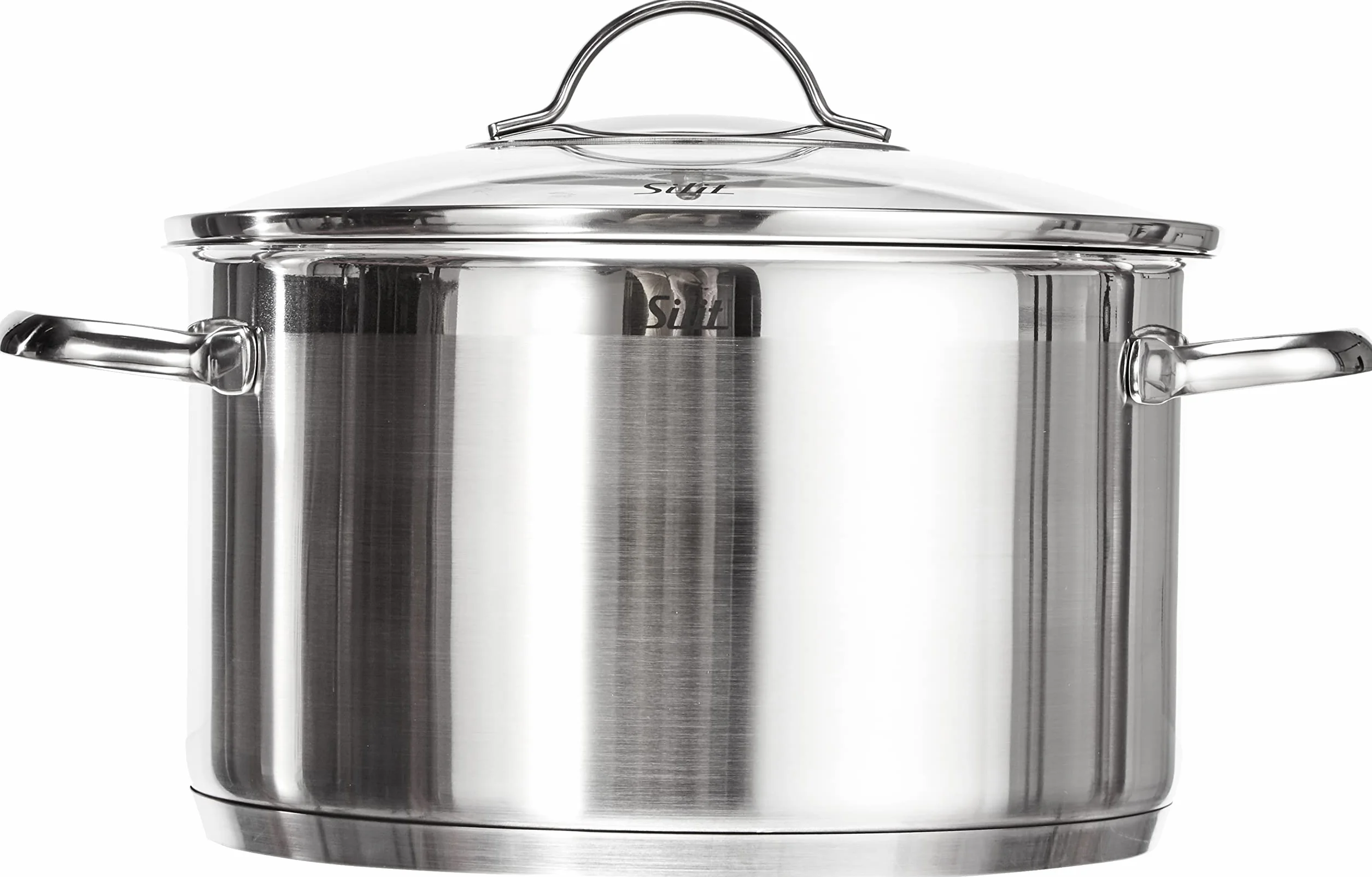 Silit Agat garnek do gotowania, rozmiar 24 cm, szklana pokrywka, garnek do mięsa indukcja 5,6 l, stal nierdzewna częściowo matowana, niepowlekana, nadaje się do piekarnika