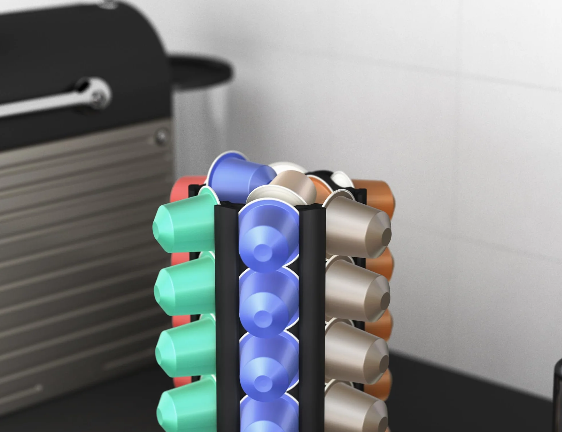 NewGround Designs Uchwyt na kapsułki do Nespresso (30+ kapsułek) – dozownik kapsułek, stojak na kapsułki, uchwyt, wieża na kapsułki