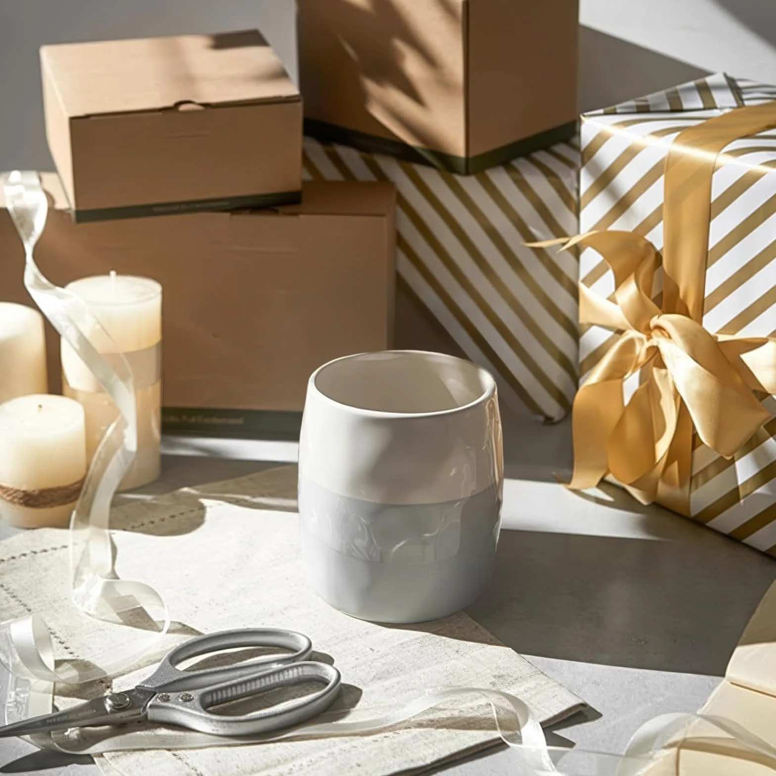 Ceramiczny Pojemnik na Przybory Kuchenne, Garnek na Akcesoria Kuchenne do Organizacji Blatu, Ceramiczny Organizer na Łyżki, Szpatułki i Sztućce, Kremowo-Szary Warstwowy Design (S)