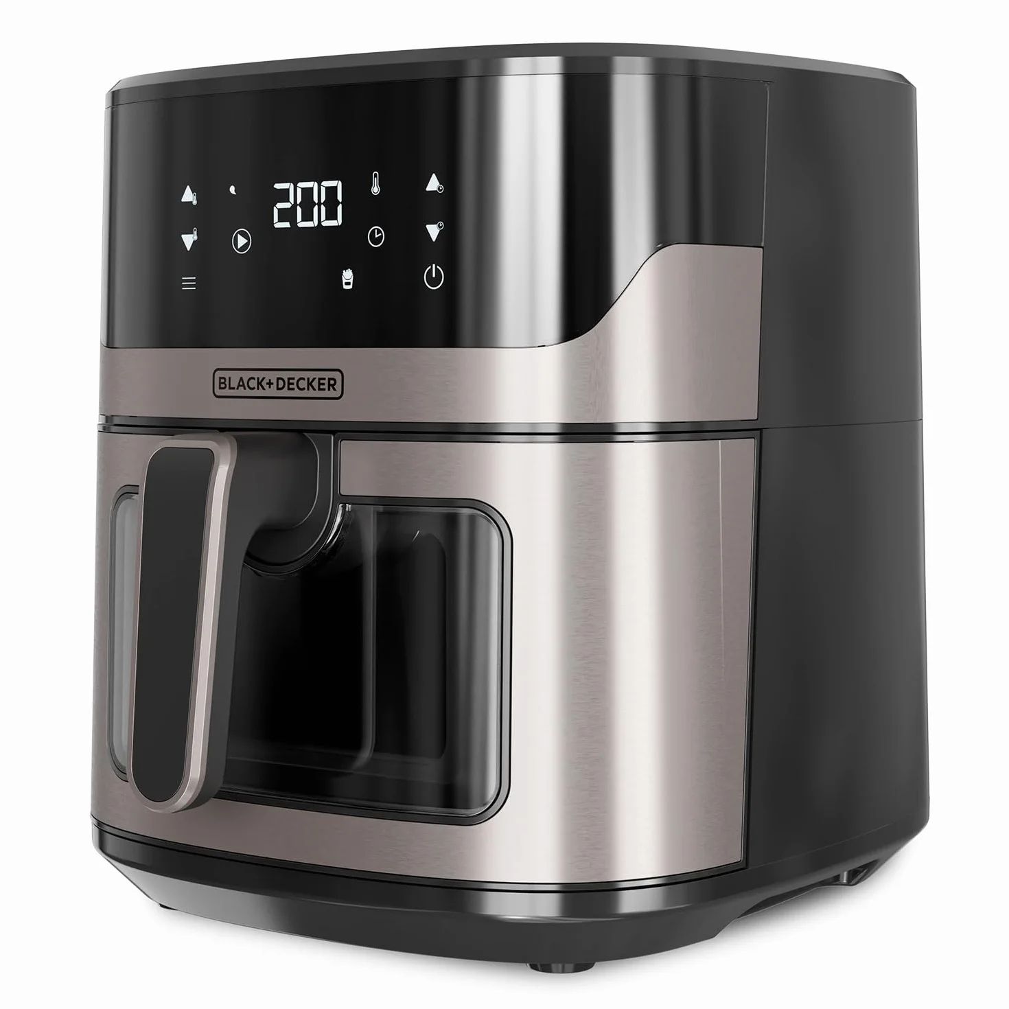 BLACK+DECKER BXAF6500E bezolejowa frytkownica powietrzna, 1600 W, 6,5 l, do 1300 g ziemniaków, przezroczyste okienko w koszu, temperatura 80-220°C, 8 programów
