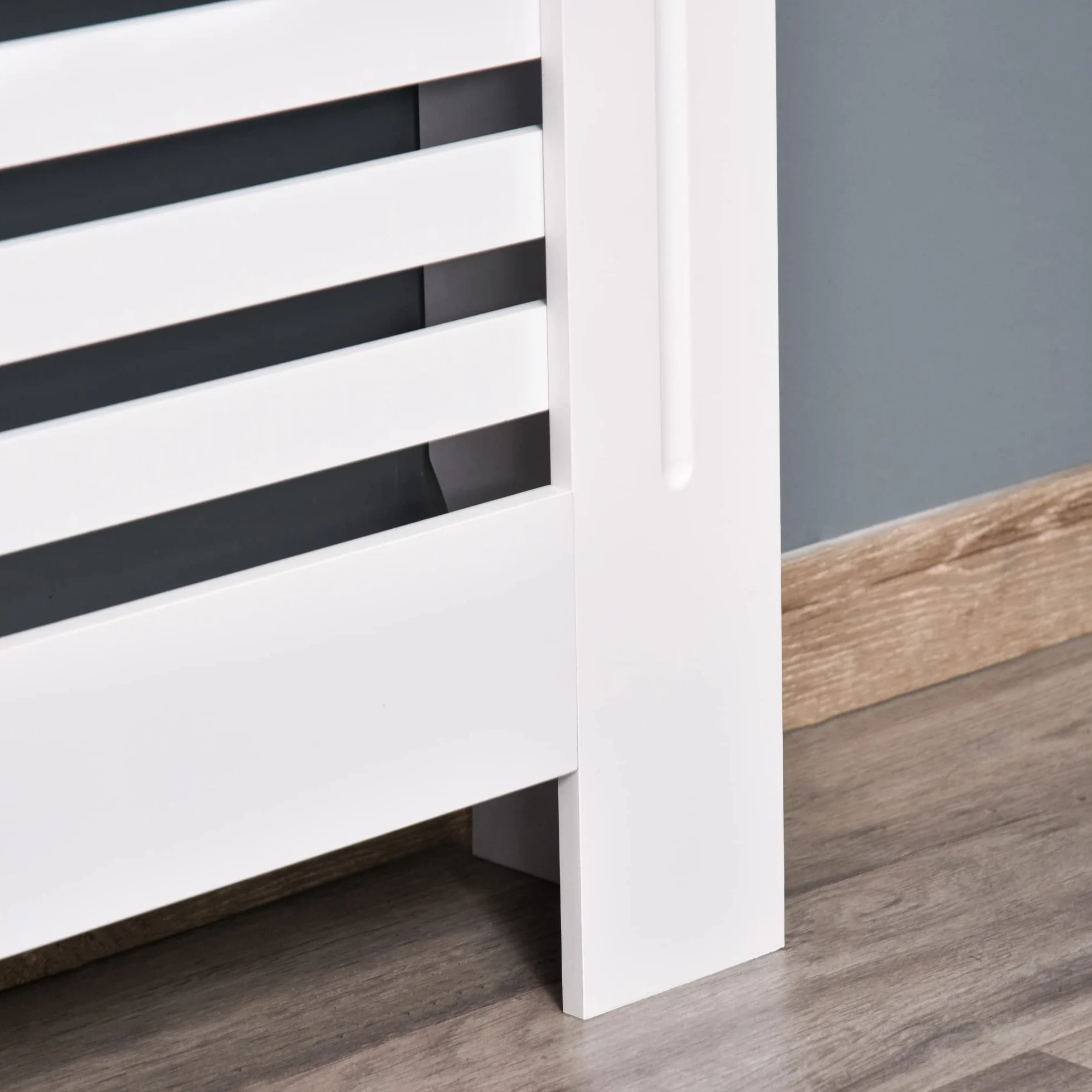 homcom MDF Pokrywa grzejnika drewniana szafka półka dom biuro pionowy stelaż wentylowany biały 112 L x 19 szer. x 81 H, drewno, cm